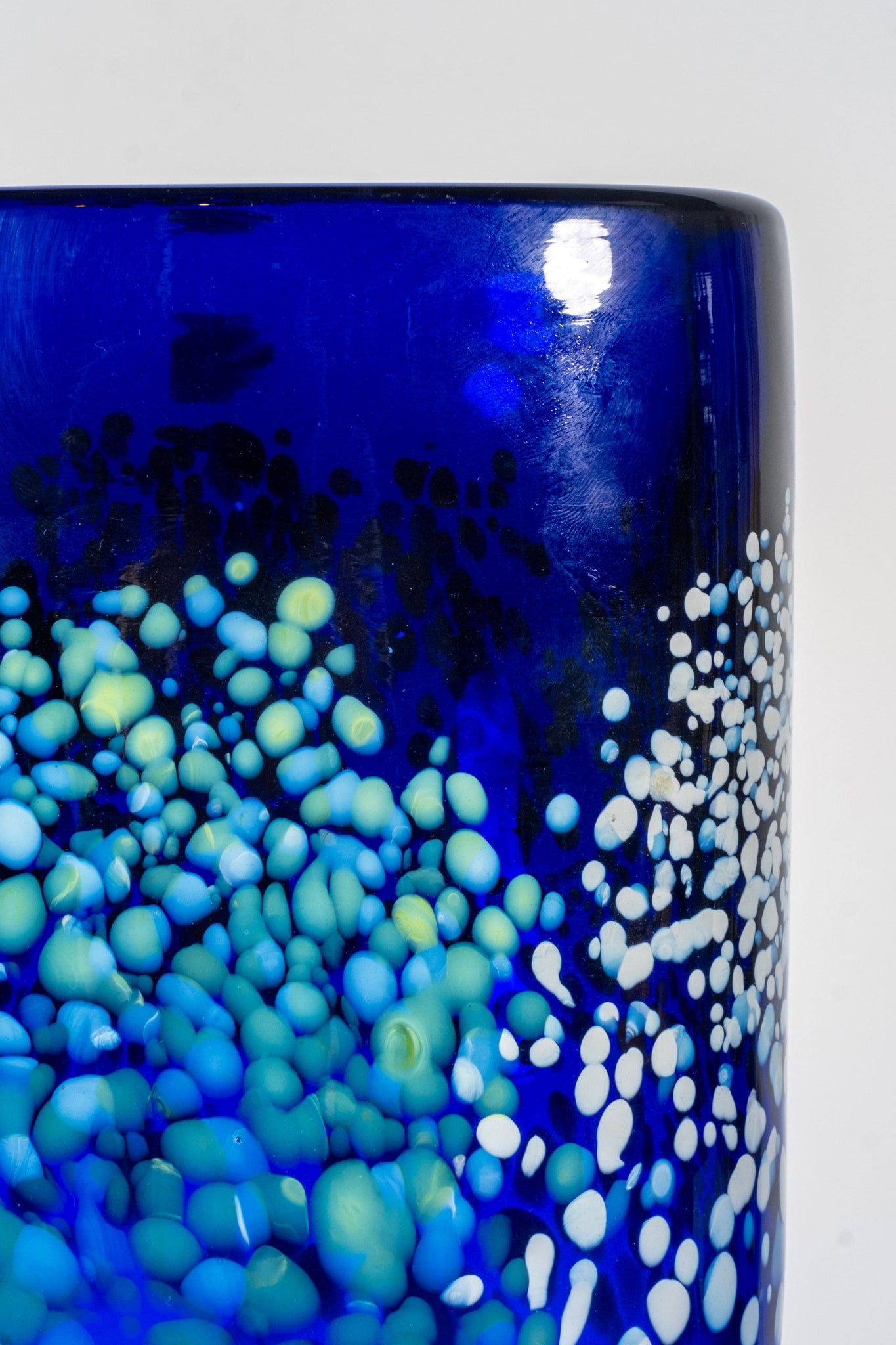 Vintage Glass Art Vase, Blue Speckle on Blue | Bonne Choice