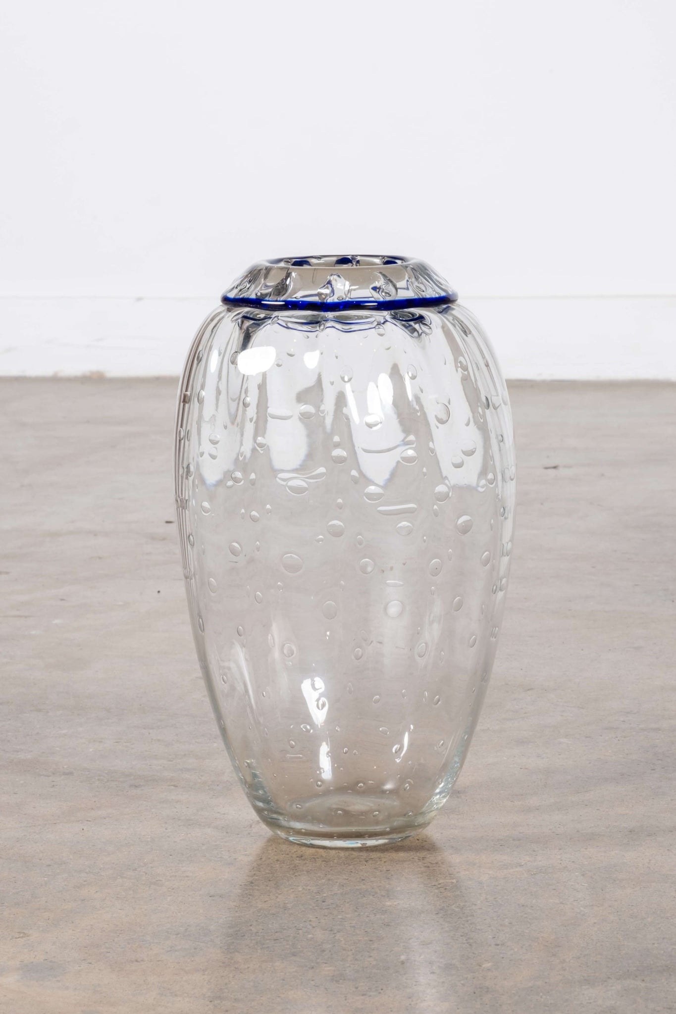 Glass Vase with Blue Rim | Bonne Choice