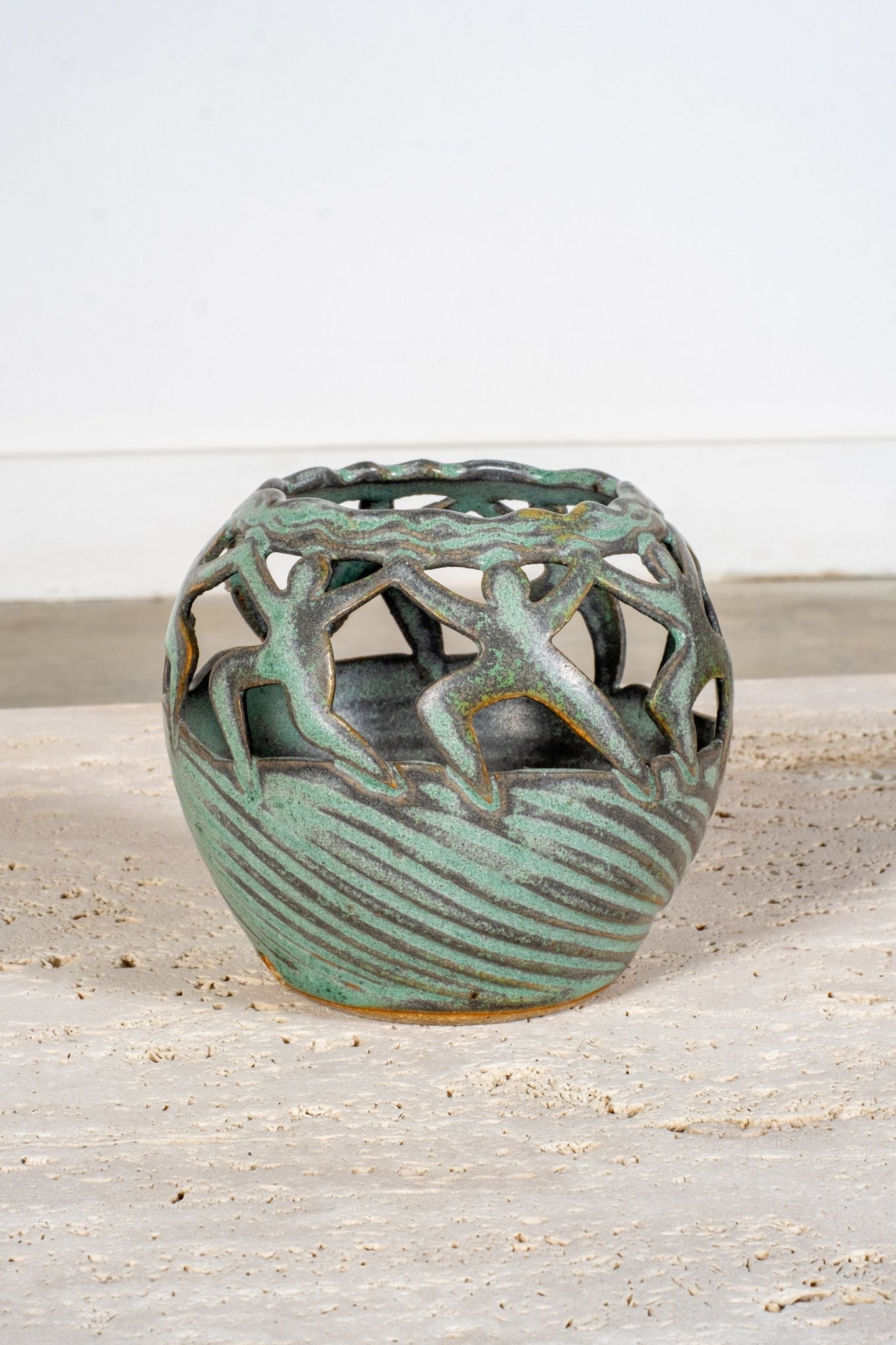 Green Ceramic Cutout Vessel | Bonne Choice