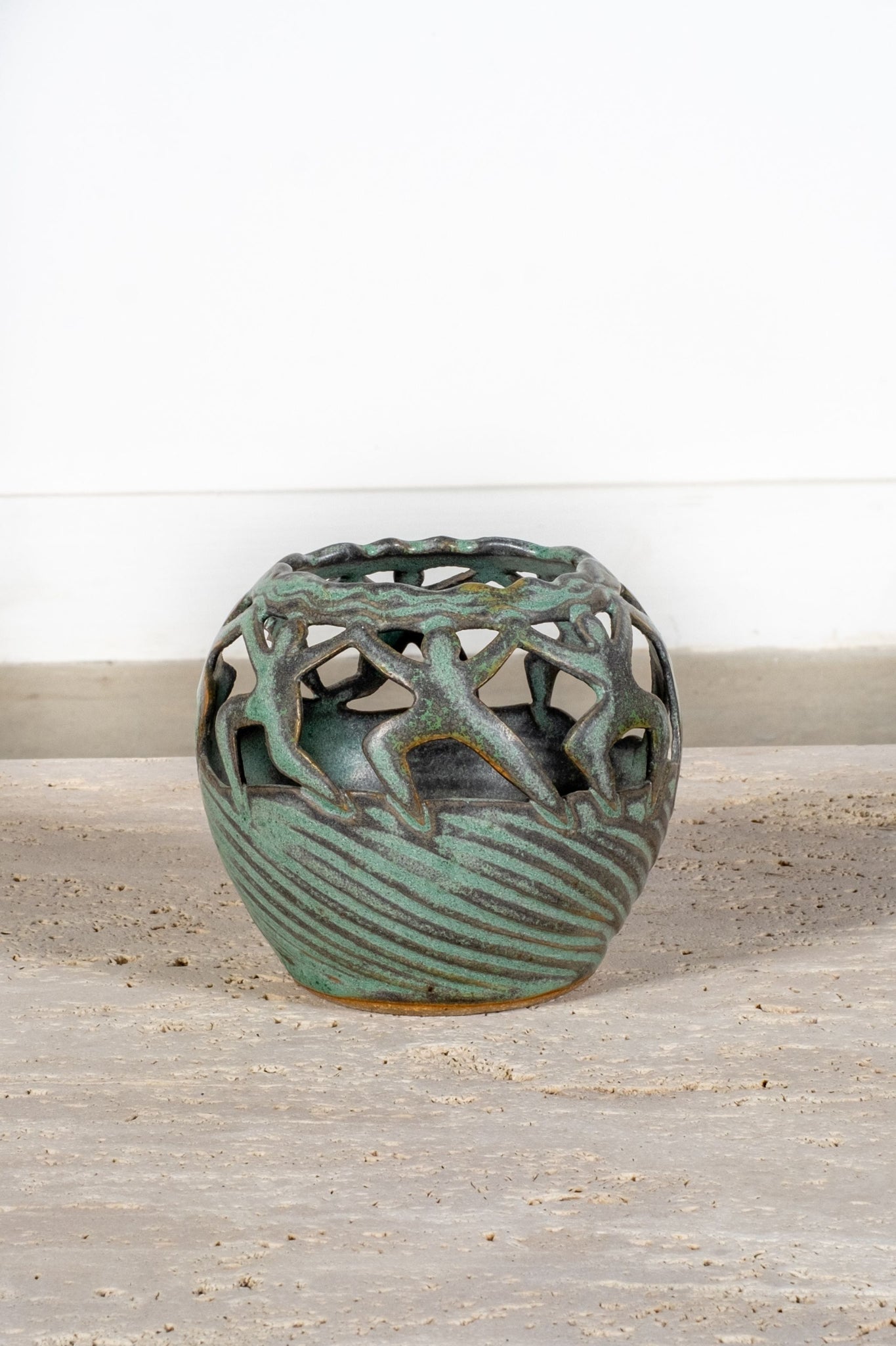 Green Ceramic Cutout Vessel | Bonne Choice