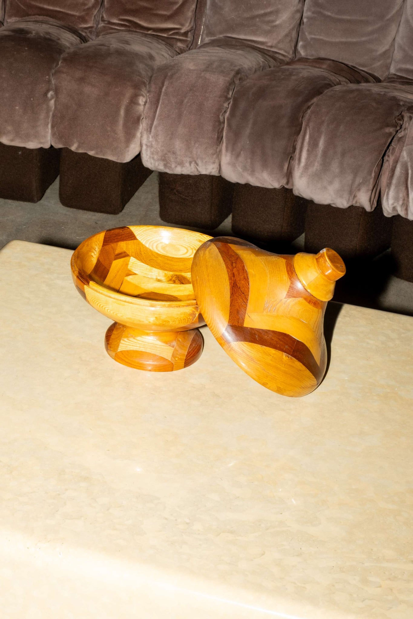 Handcrafted Lidded Wood Pot