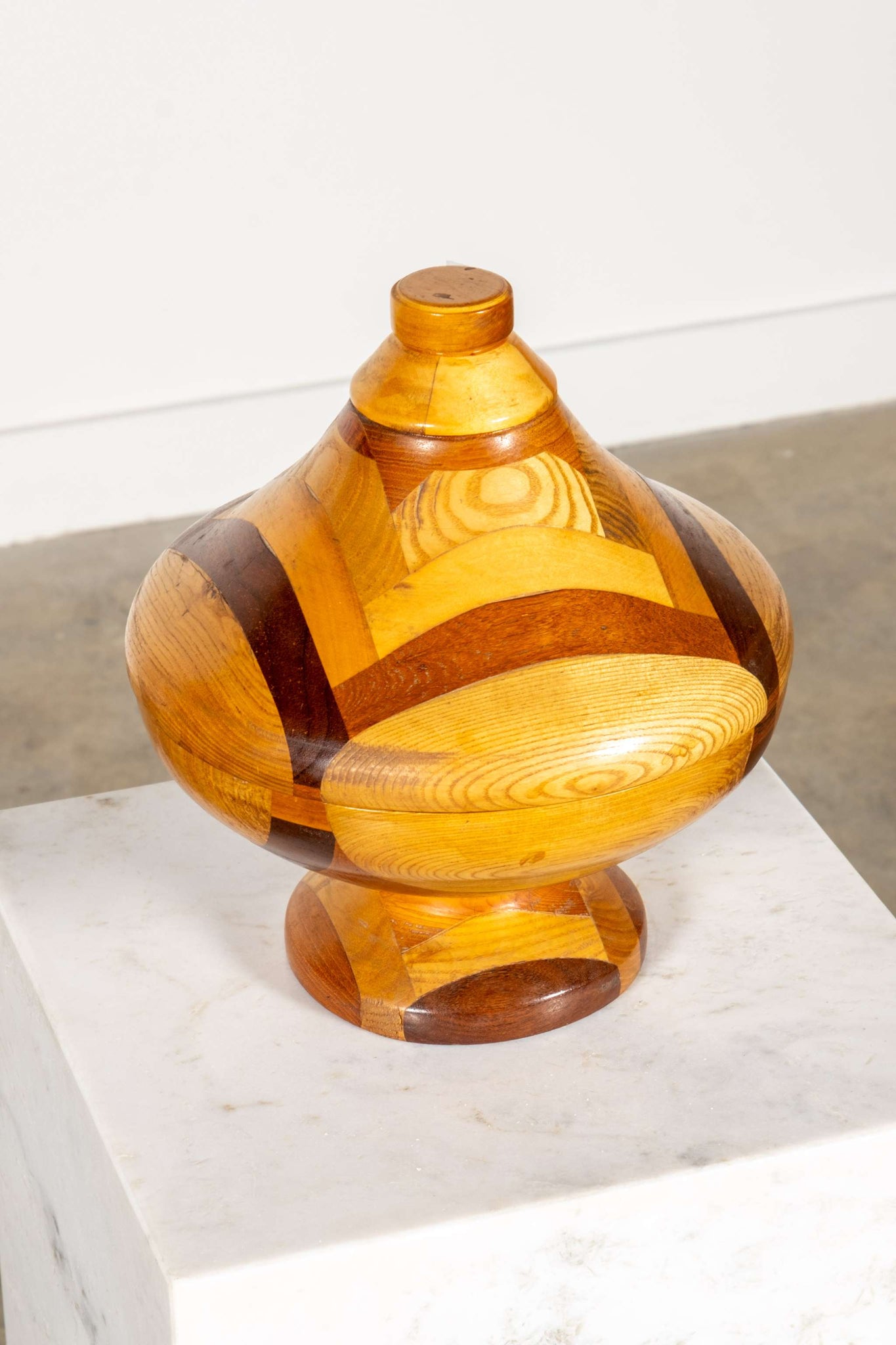 Handcrafted Lidded Wood Pot