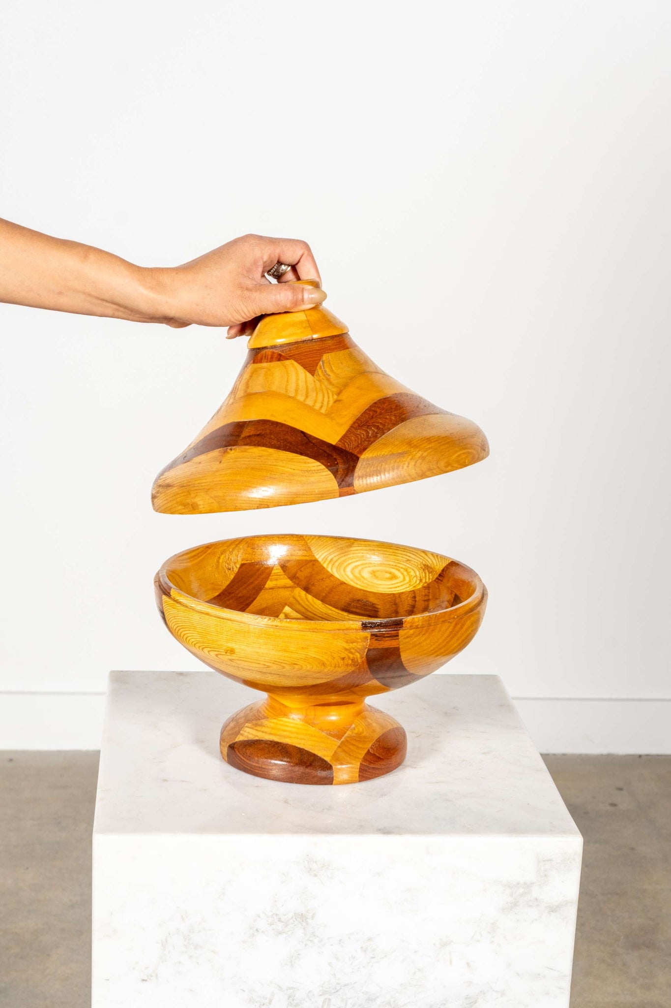 Handcrafted Lidded Wood Pot