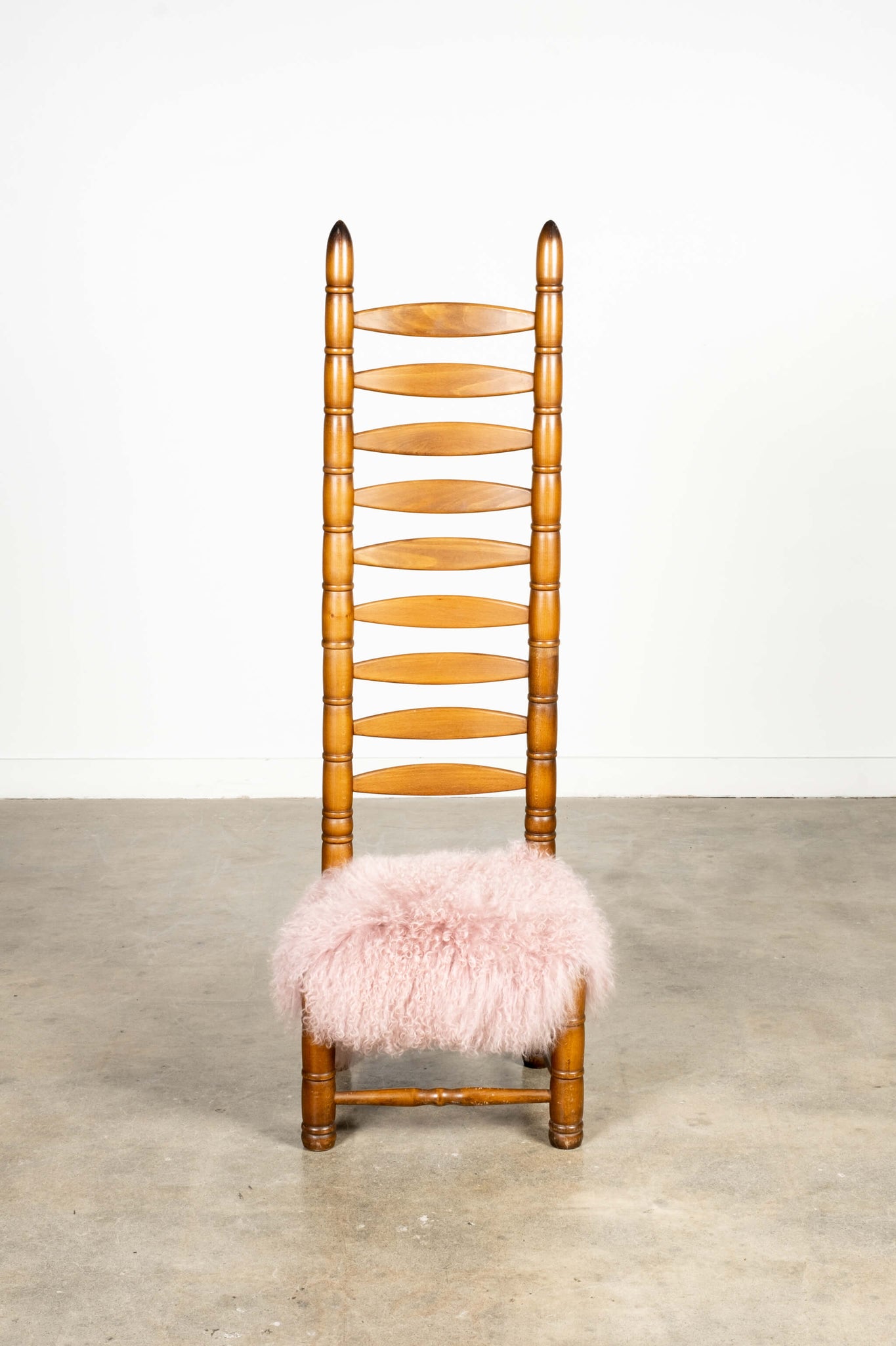 Highback Ladder Chair with Pink Sheepskin Seat