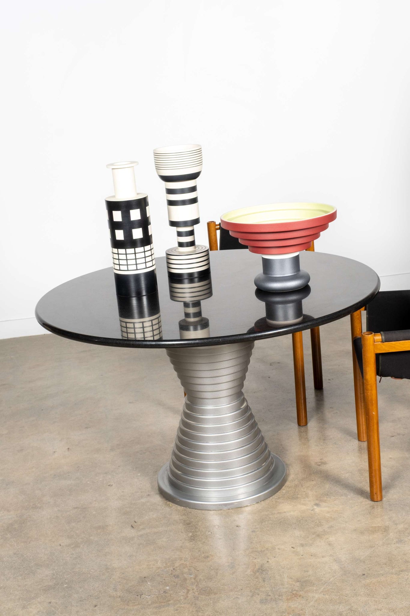 1980s Marble Top Hourglass Base Dining Table