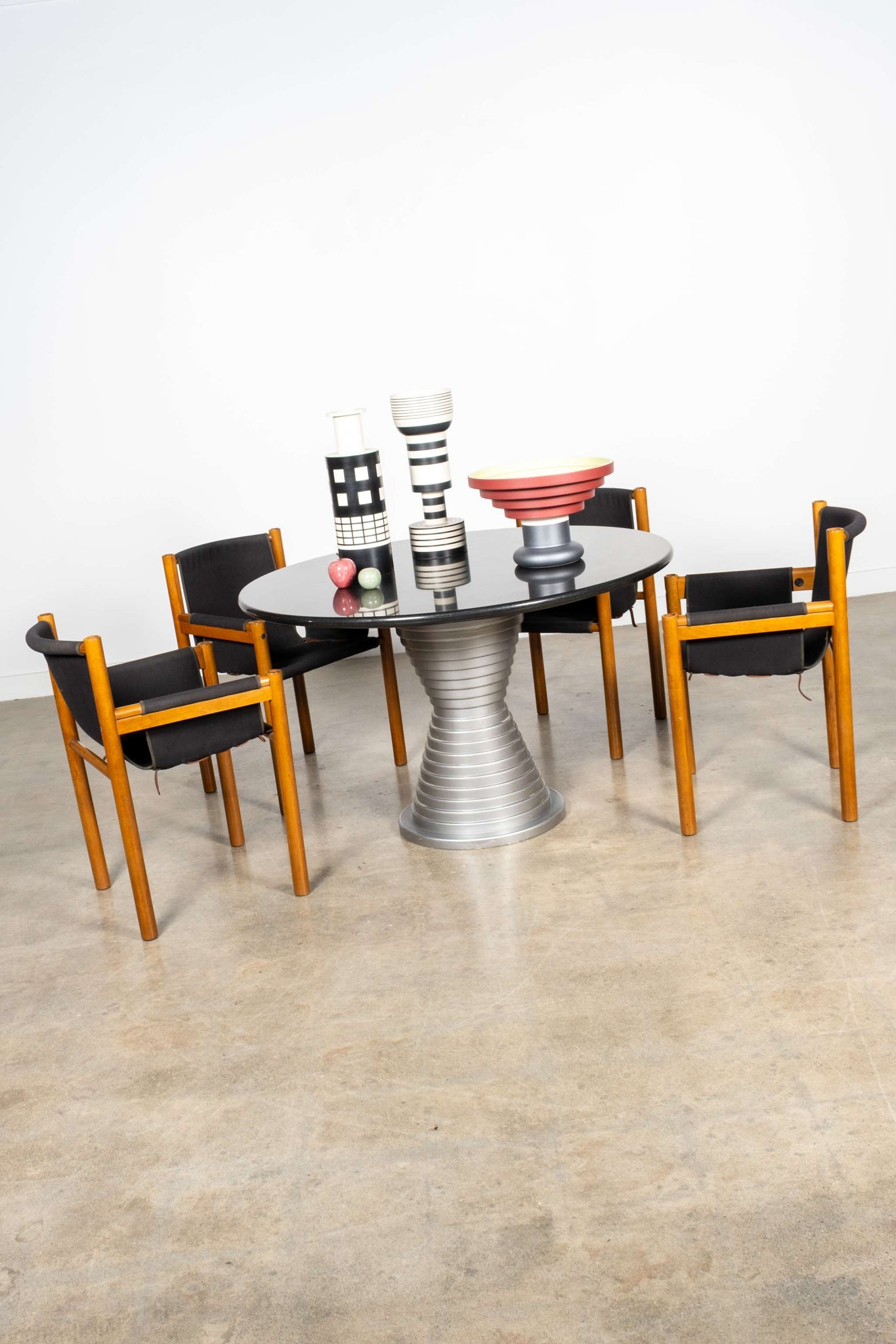 1980s Marble Top Hourglass Base Dining Table