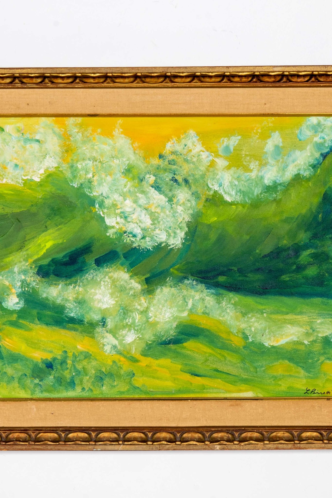 "Eternal Waves", Impressionist Seascape with Wood Frame