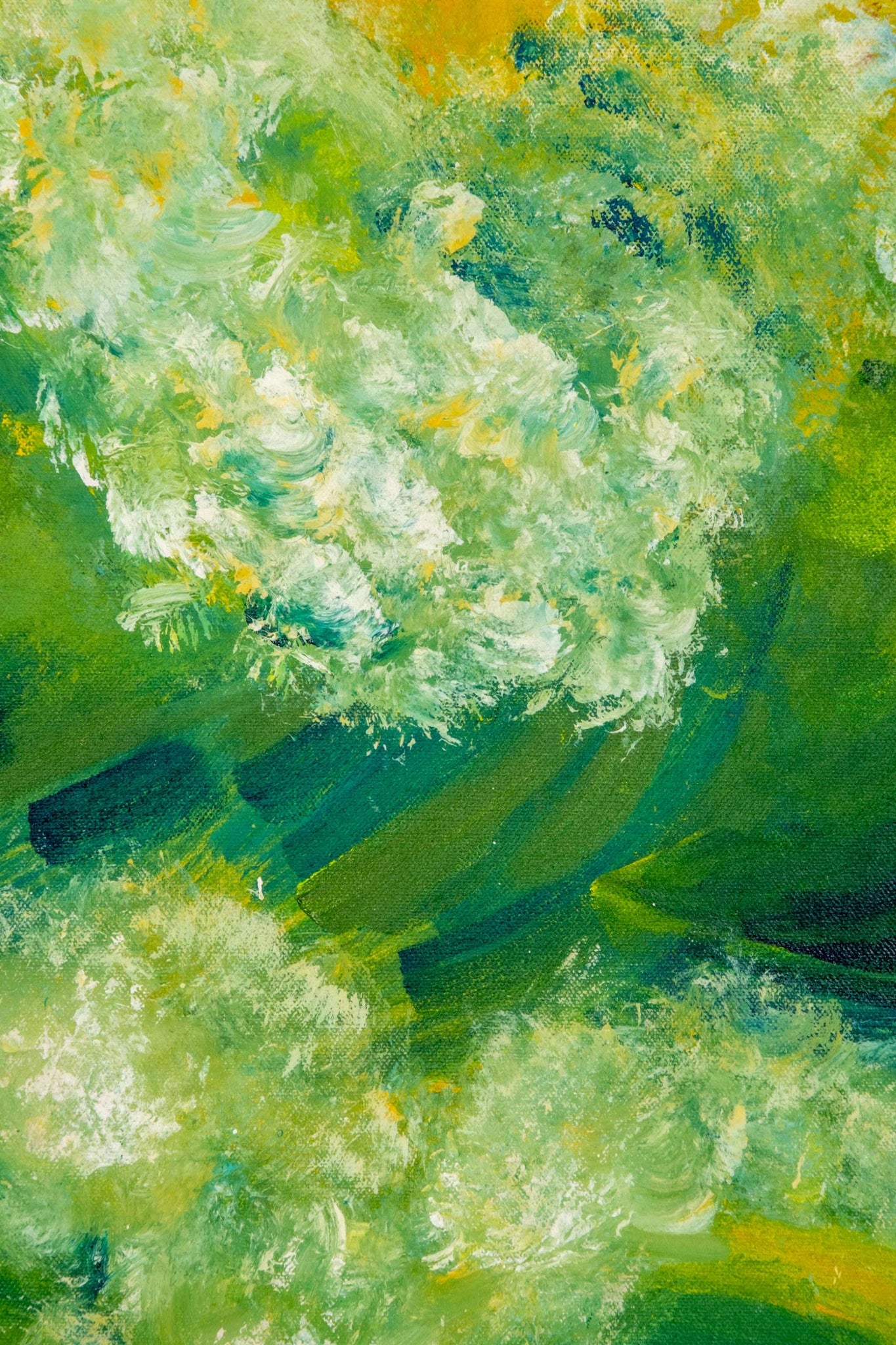 "Eternal Waves", Impressionist Seascape with Wood Frame