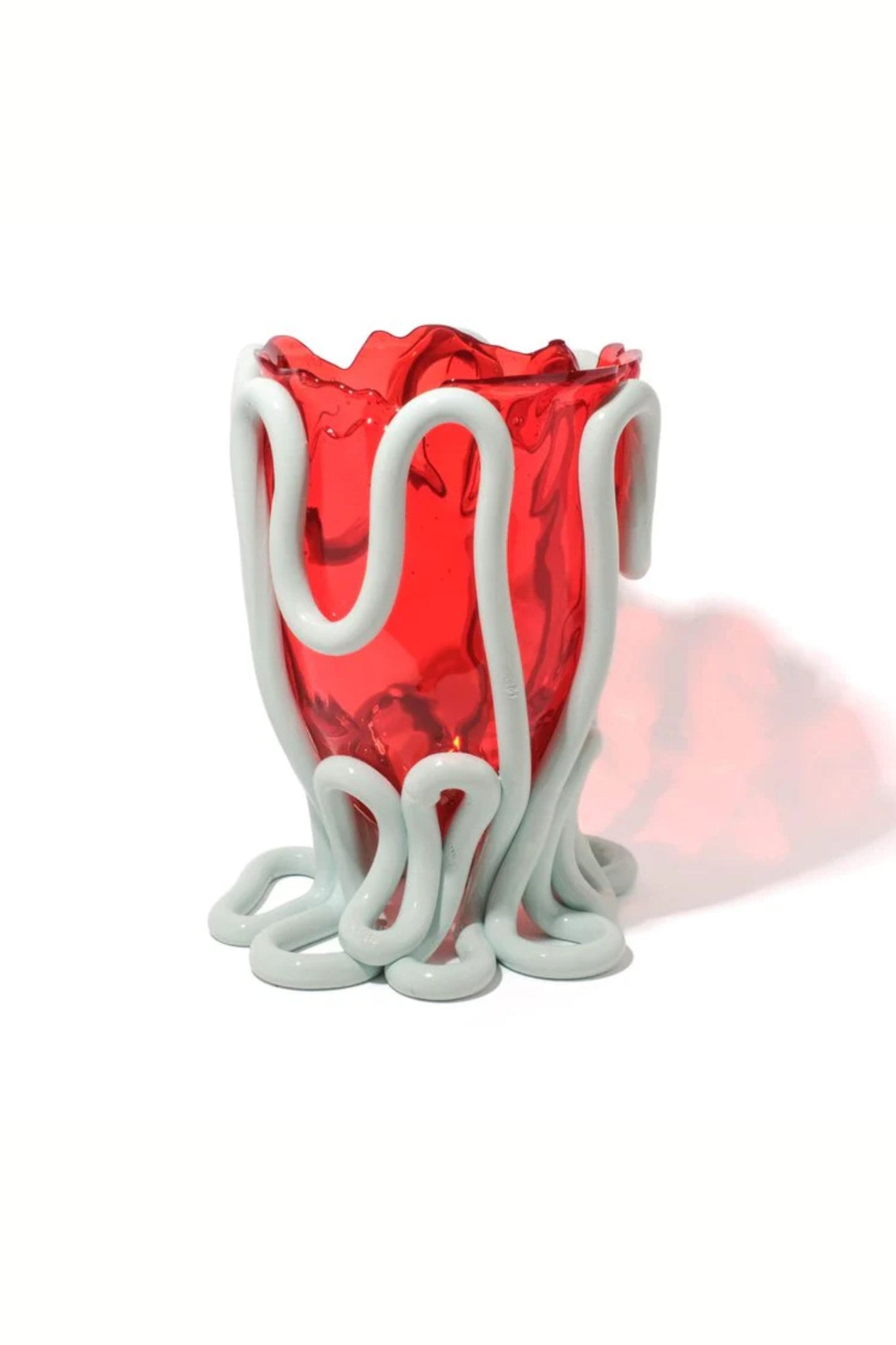 Corsi Indian Summer Vase (Large), Clear Red and Matte Aqua by Gaetano Pesce | Bonne Choice