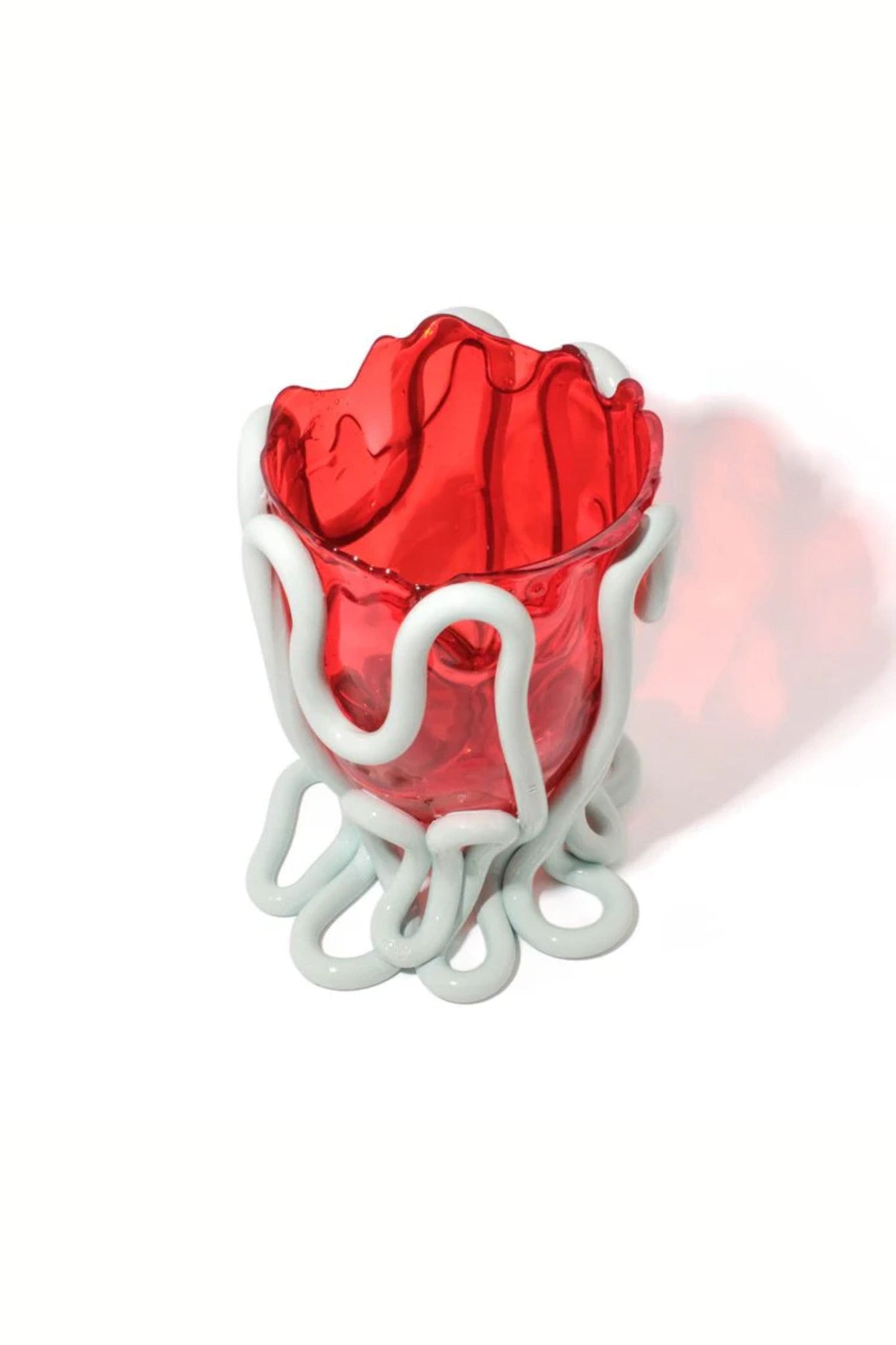 Corsi Indian Summer Vase (Large), Clear Red and Matte Aqua by Gaetano Pesce | Bonne Choice