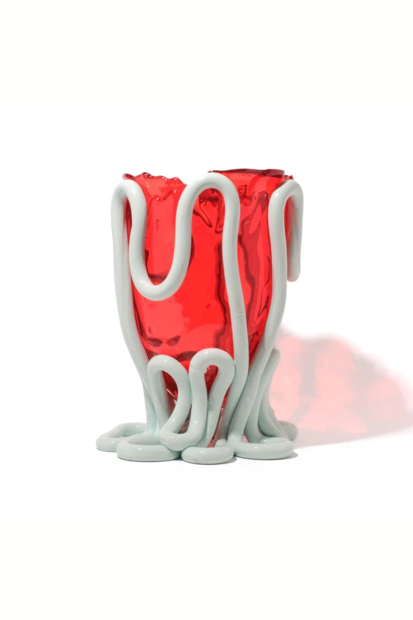 Corsi Indian Summer Vase (Large), Clear Red and Matte Aqua by Gaetano Pesce | Bonne Choice