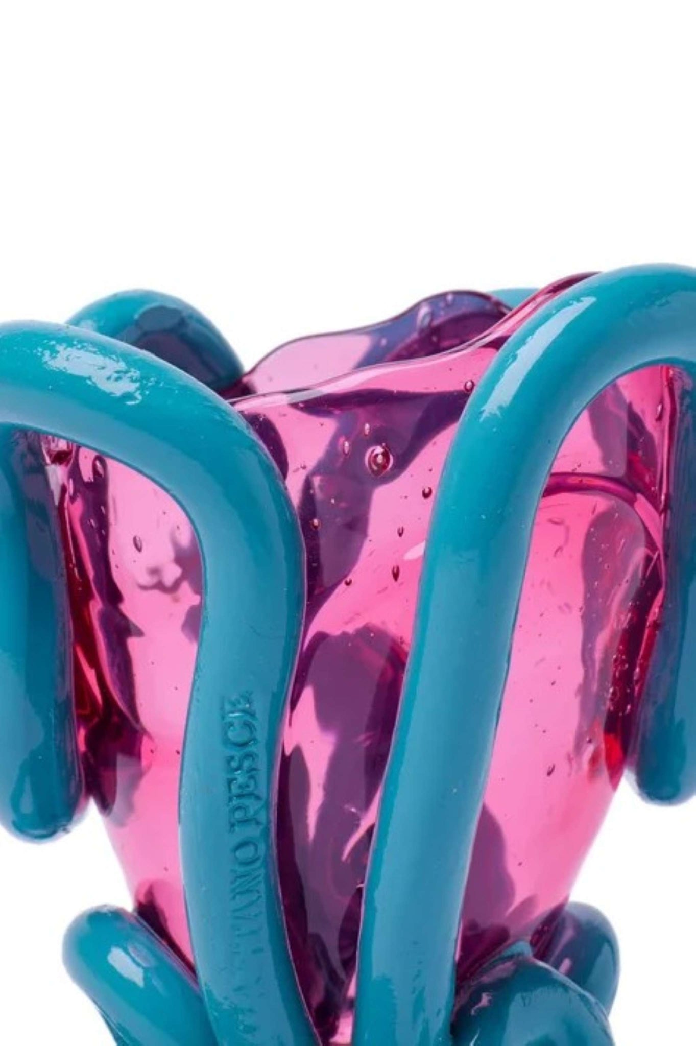 Indian Summer Vase (XS), Clear Light Fuscia and Matte Aqua