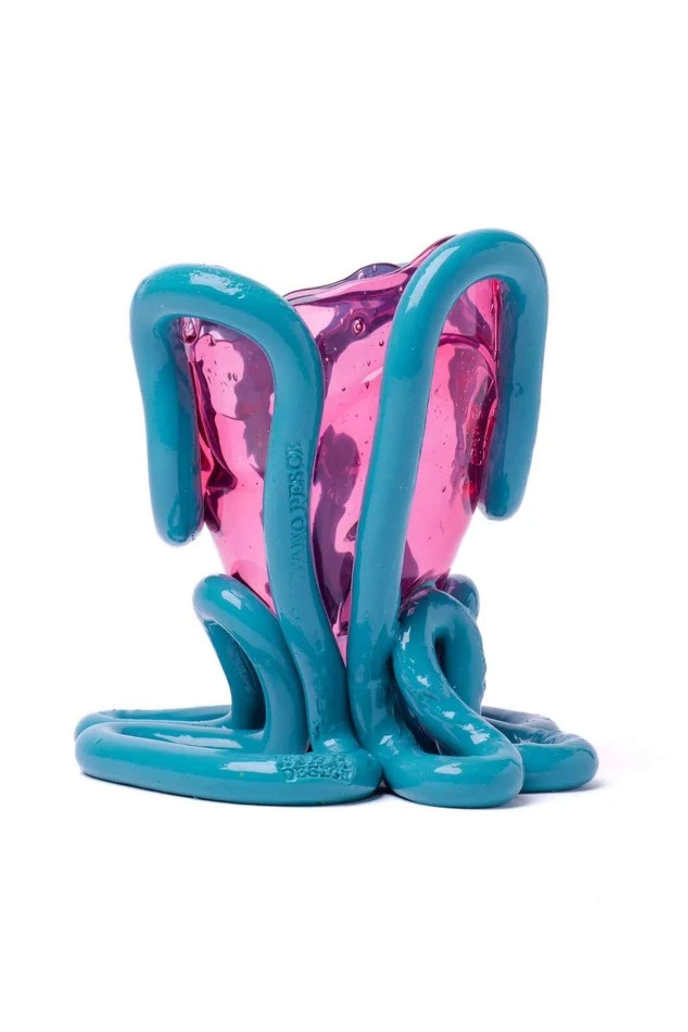 Indian Summer Vase (XS), Clear Light Fuscia and Matte Aqua