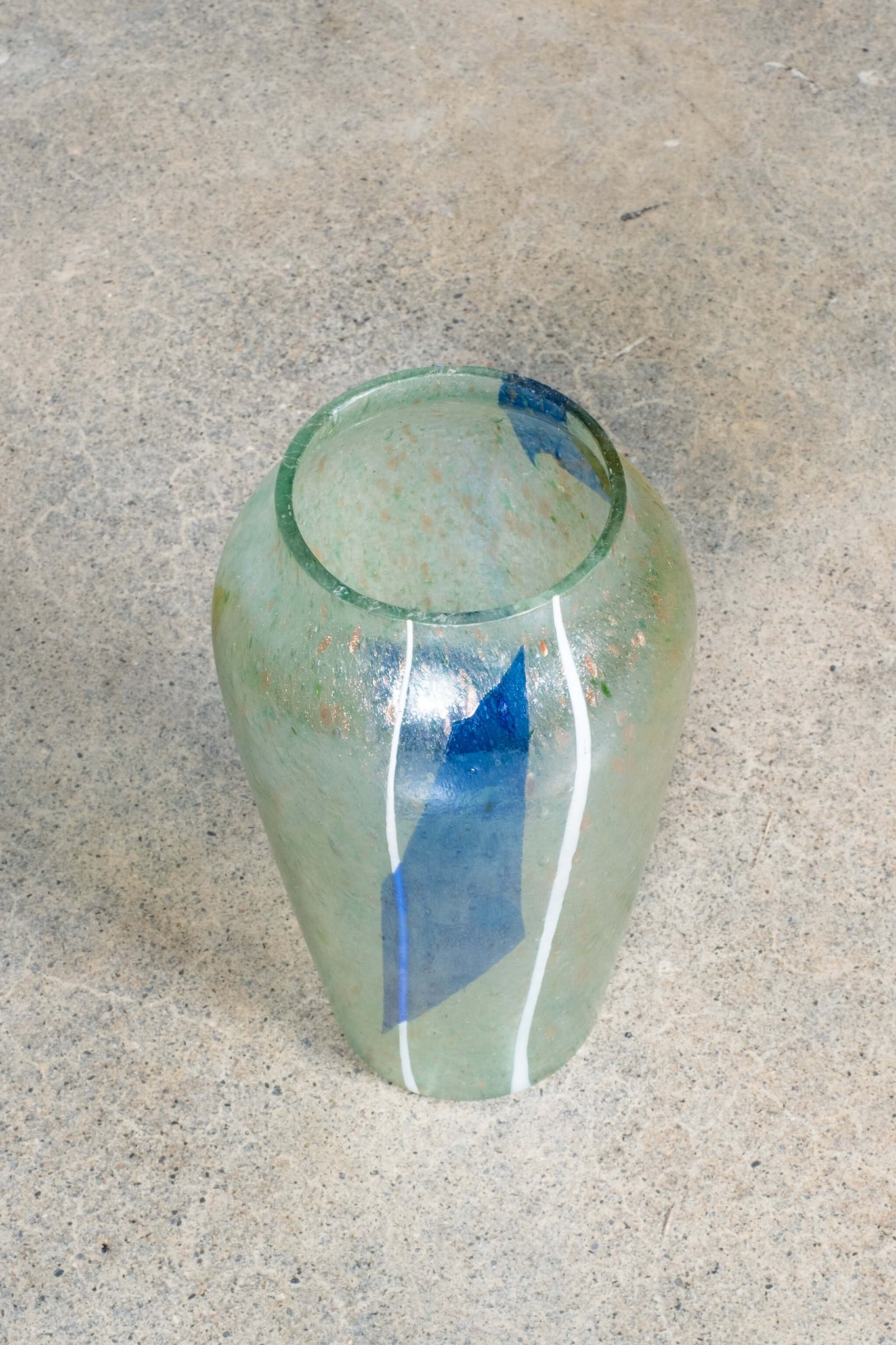 Vintage Italian Iridescent Glass Vase, top view