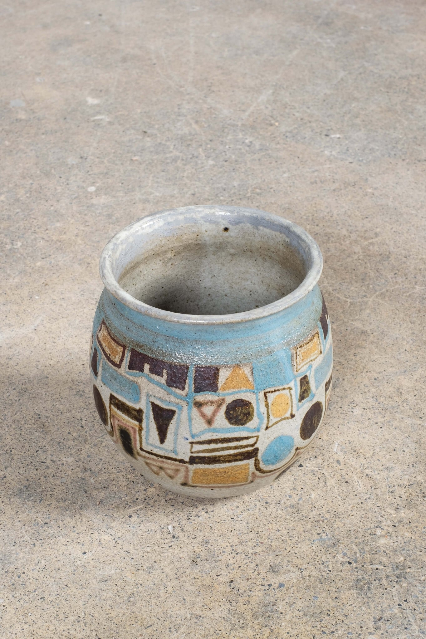 Vintage Italian Mid-Century Ceramic Pot, front angled view