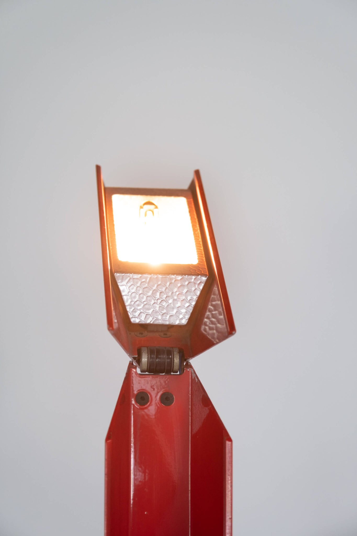 Vintage Red 'Klipper' Floor Lamp TVE Mauro Marzollo, light on