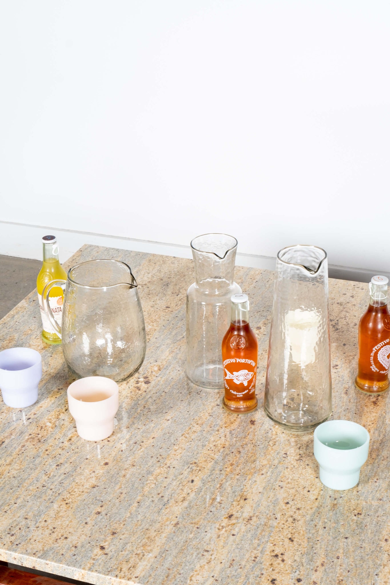 Chehoma Hammered Glass Pitcher with Handle