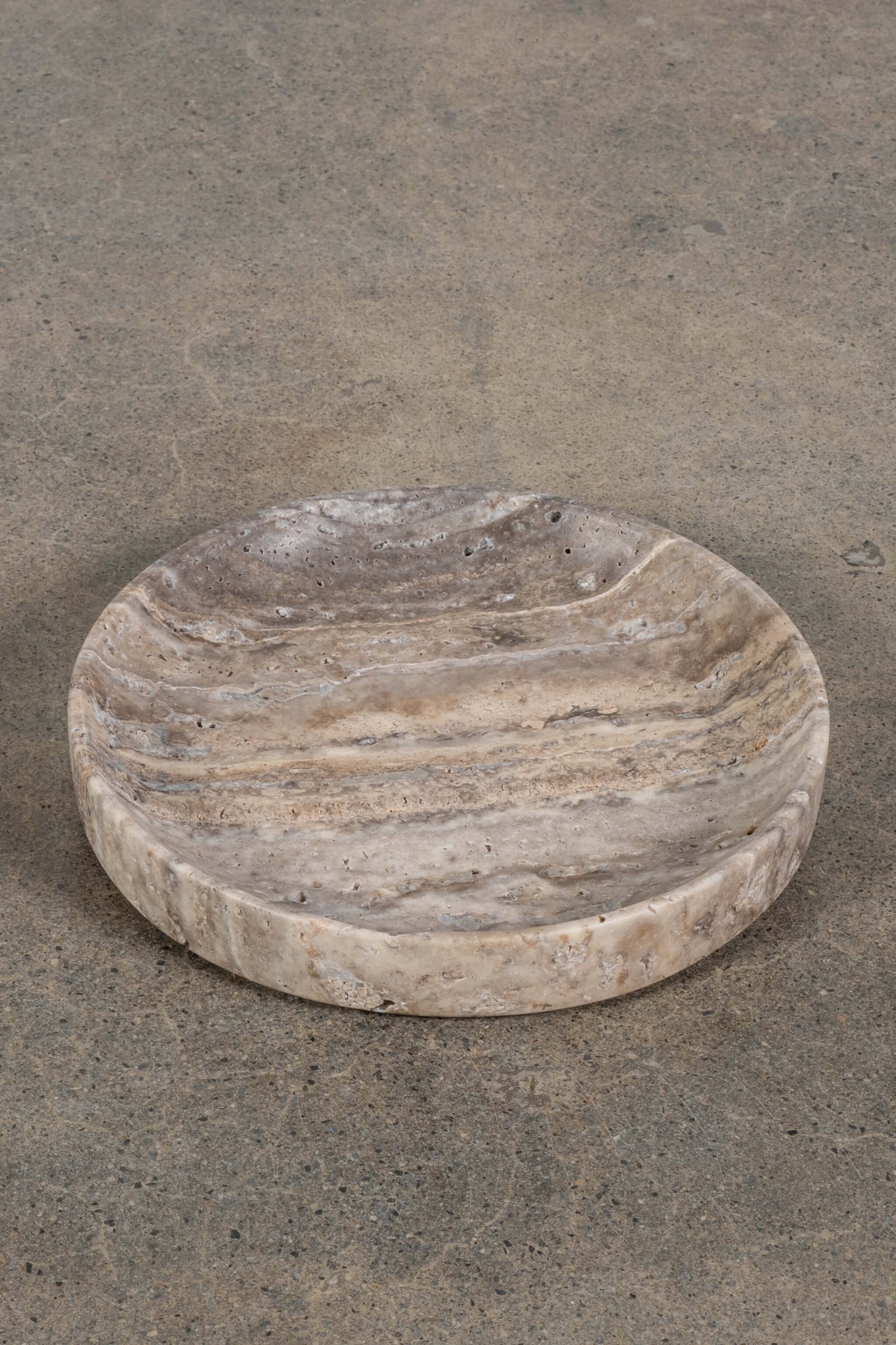 Large Catchall in Grey Travertine, front angled view