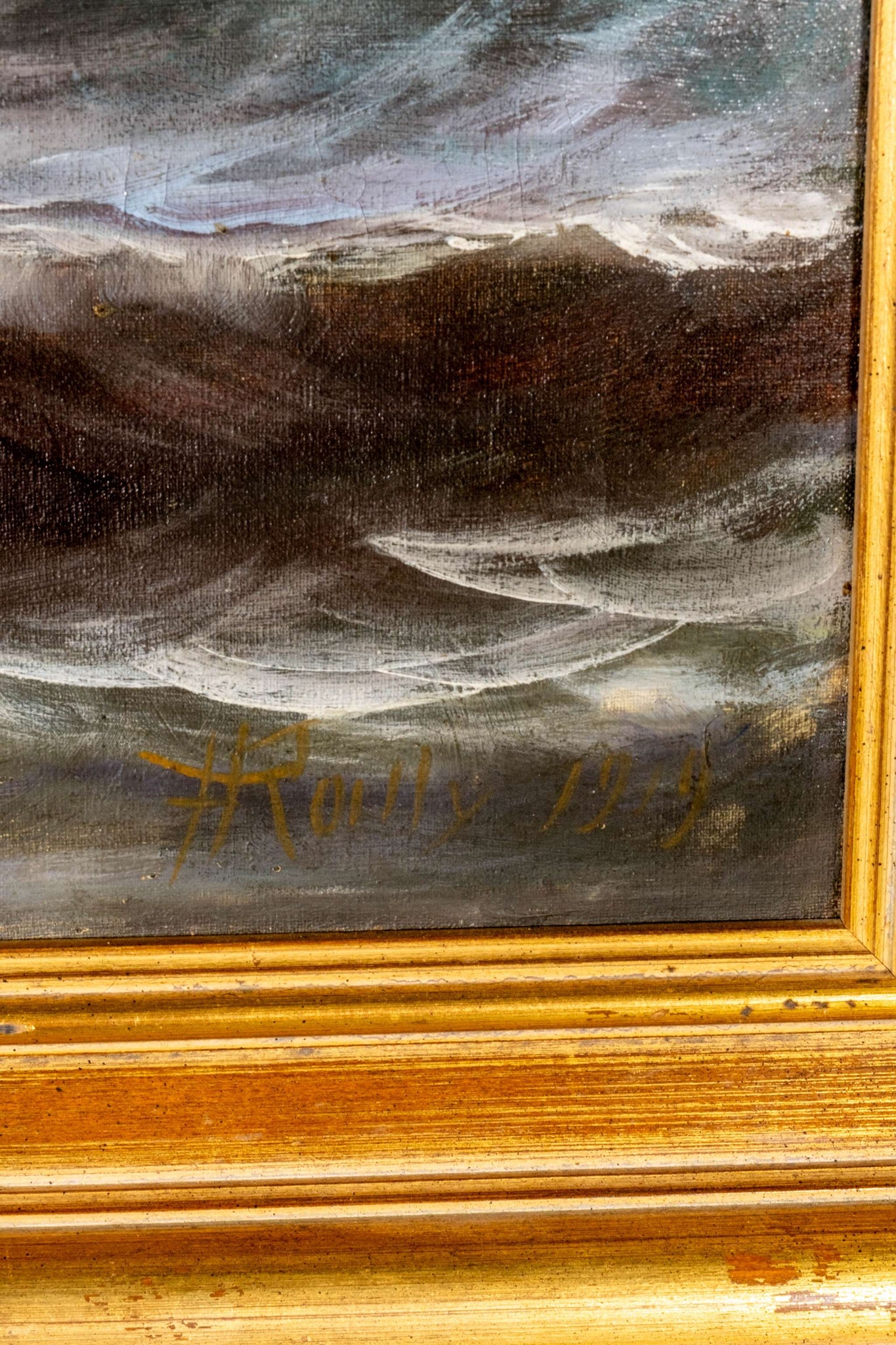 Large Framed Seascape Painting (1919)