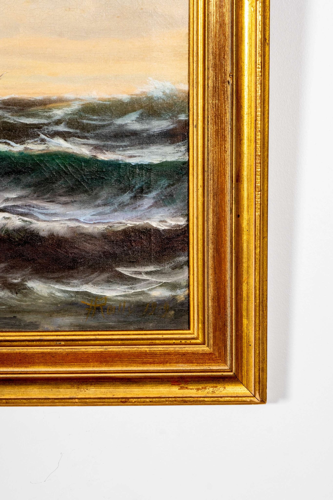 Large Framed Seascape Painting (1919)