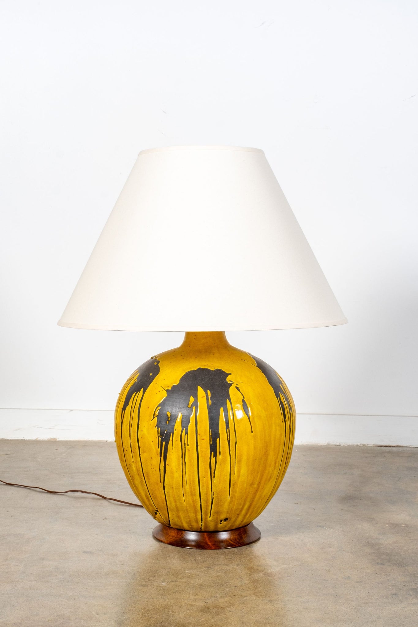 Large Round Table Lamp, 'Fat Lava' Ceramic Glaze | Bonne Choice