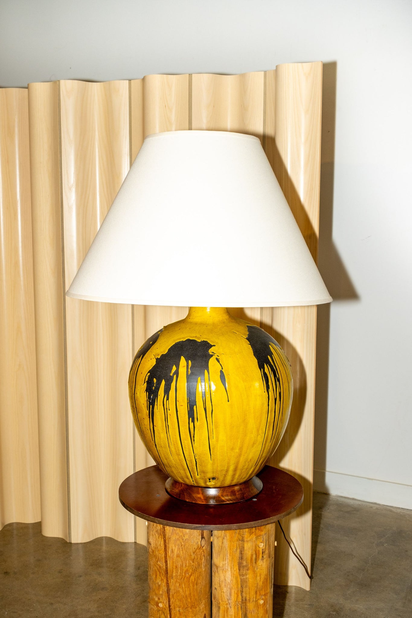 Large Round Table Lamp, 'Fat Lava' Ceramic Glaze | Bonne Choice