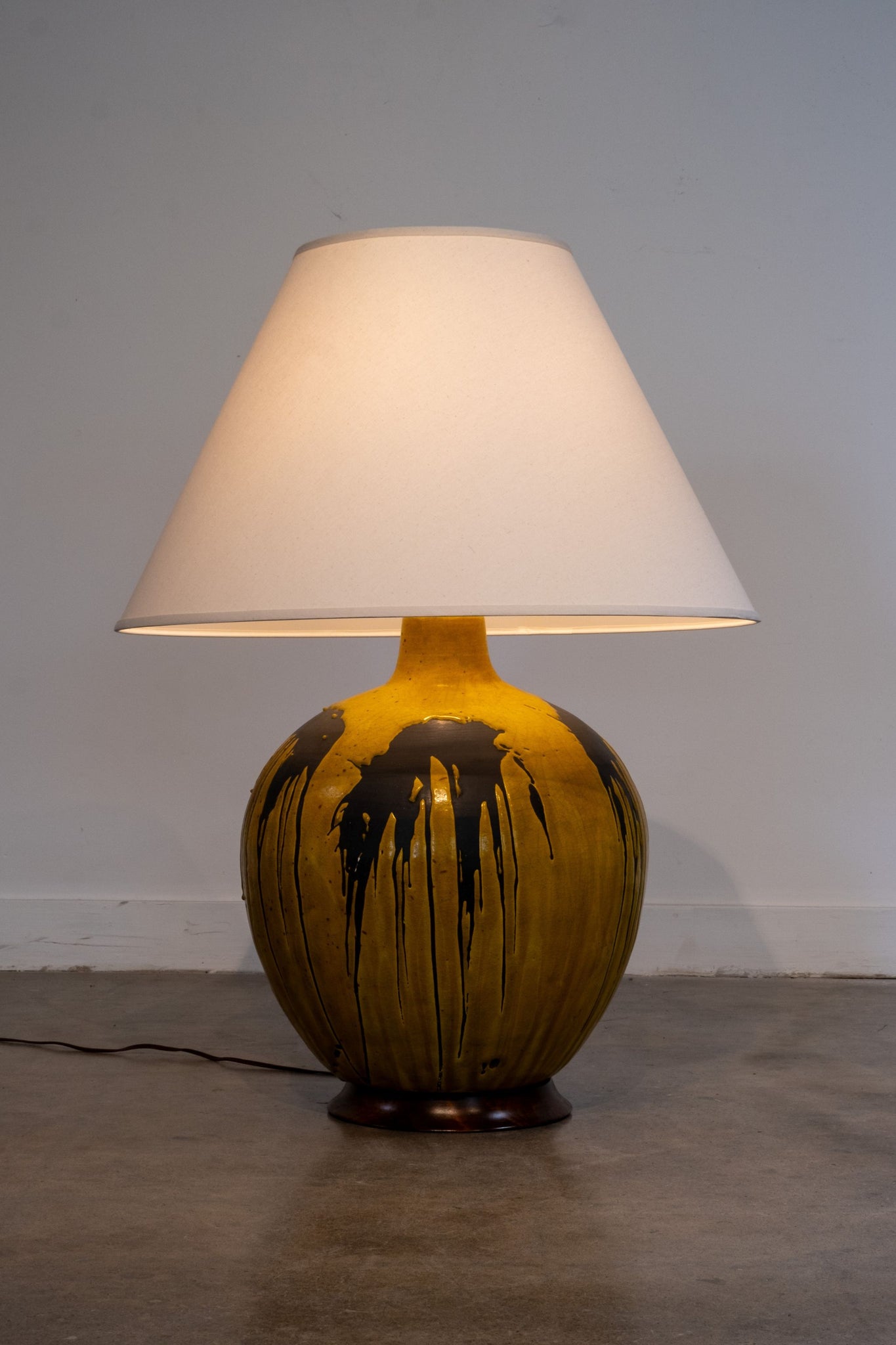 Large Round Table Lamp, 'Fat Lava' Ceramic Glaze | Bonne Choice