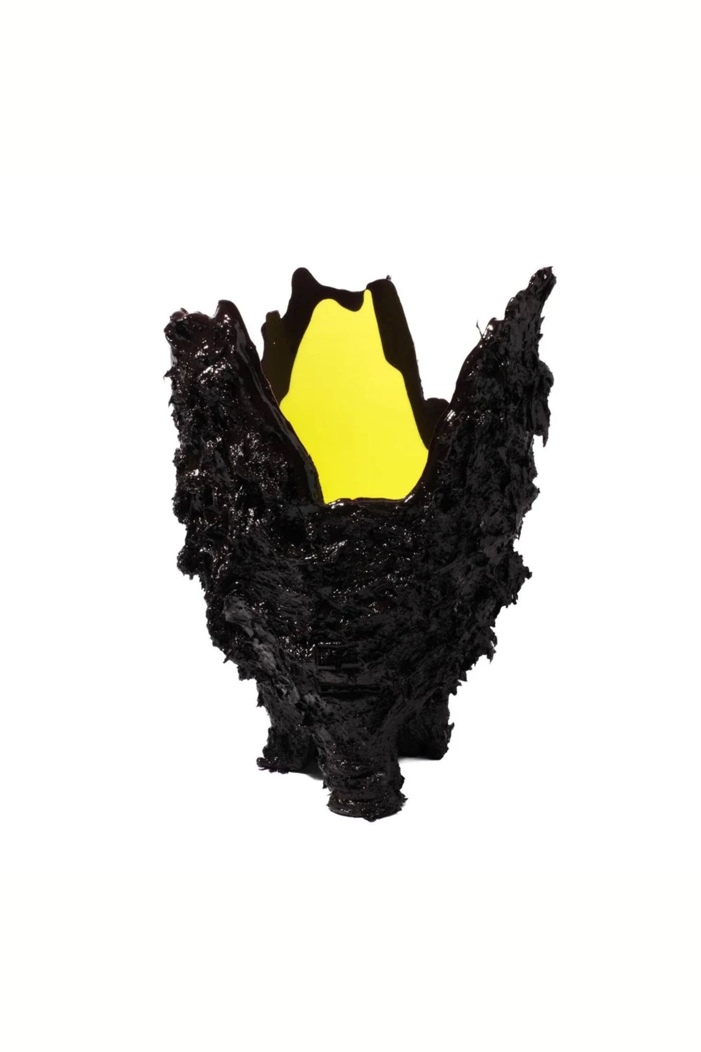 Corsi Lava Vase (Large), Black and Matte Yellow by Gaetano Pesce | Bonne Choice
