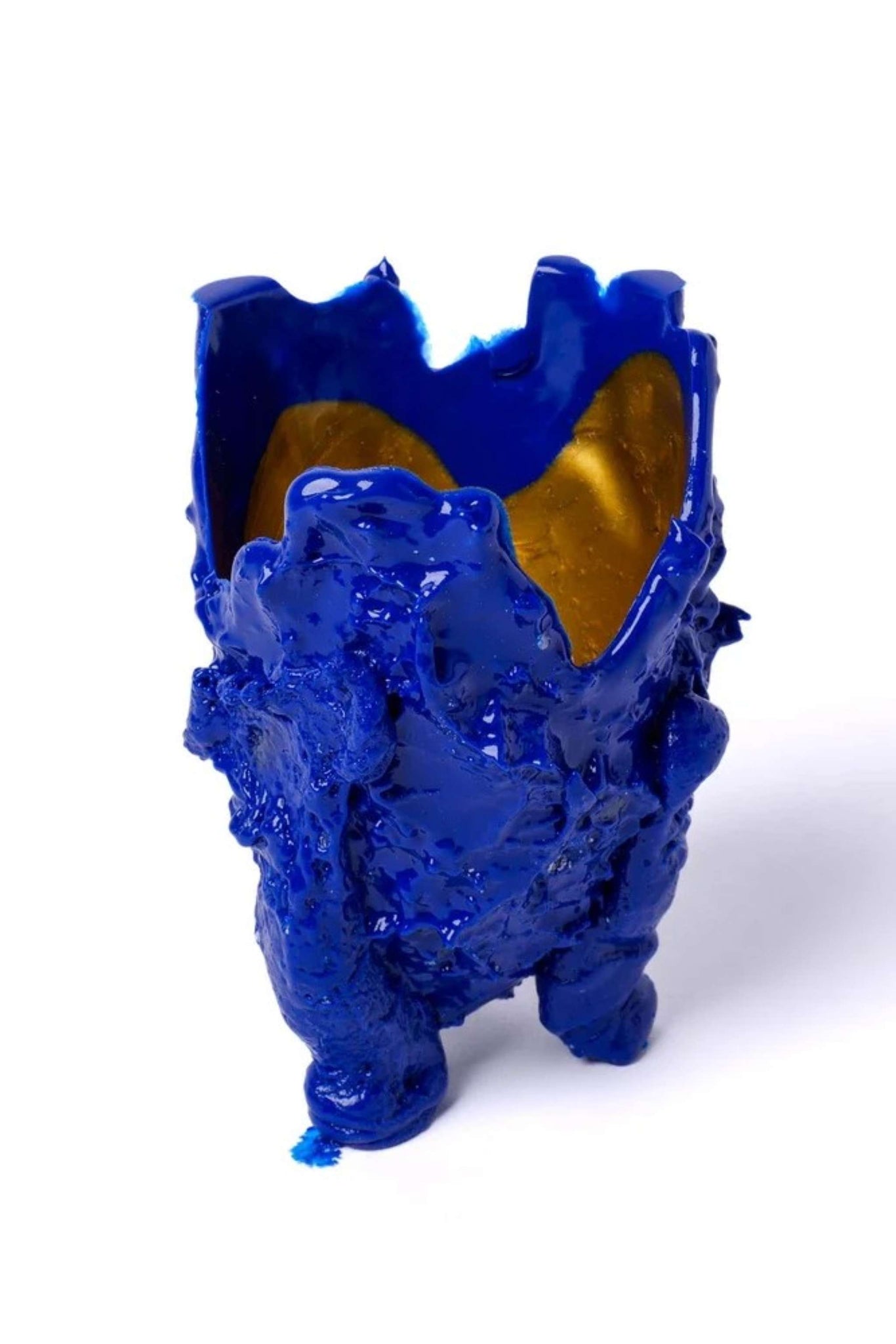 Lava Special Vase (XS), Gold and Matte Blue