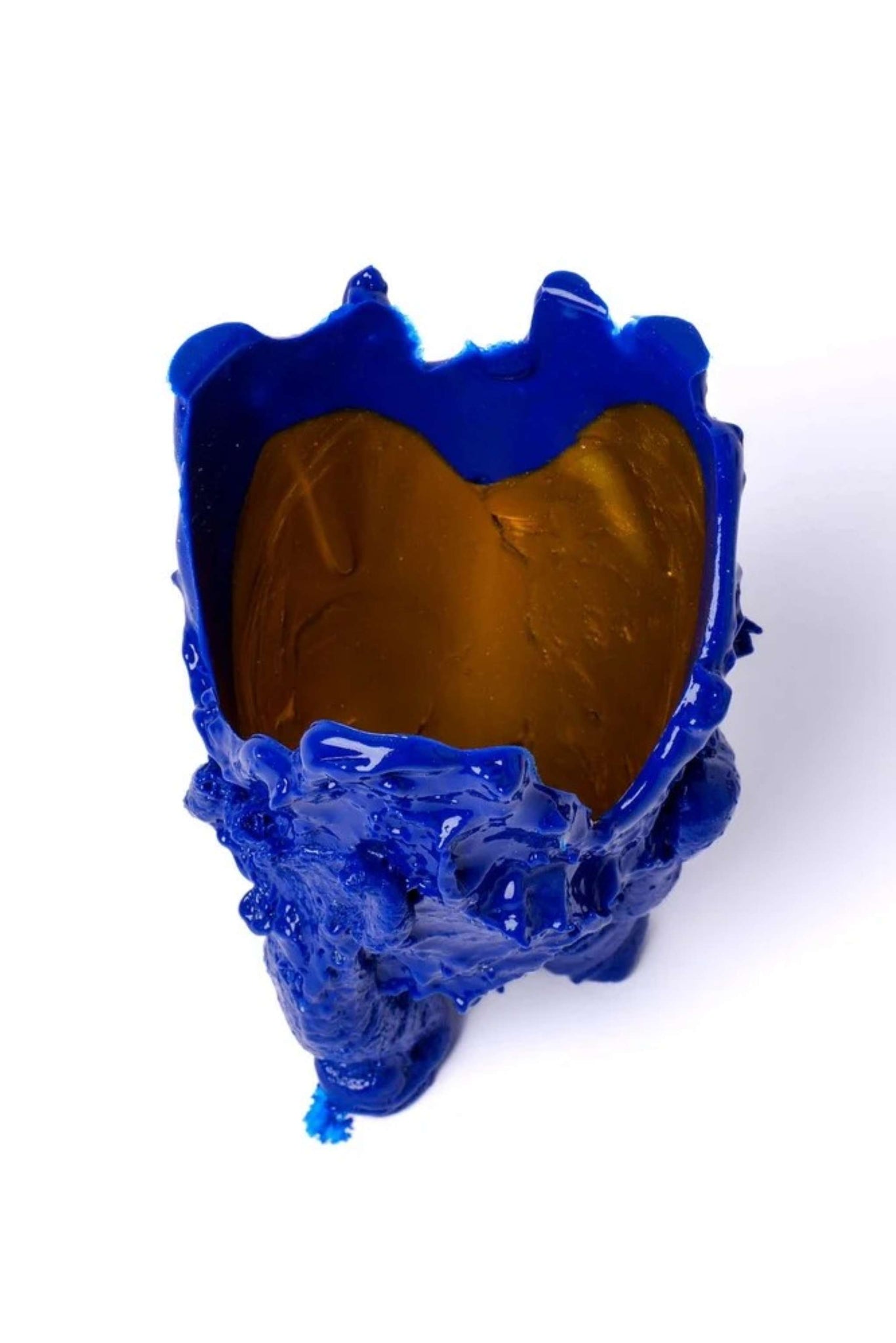 Lava Special Vase (XS), Gold and Matte Blue