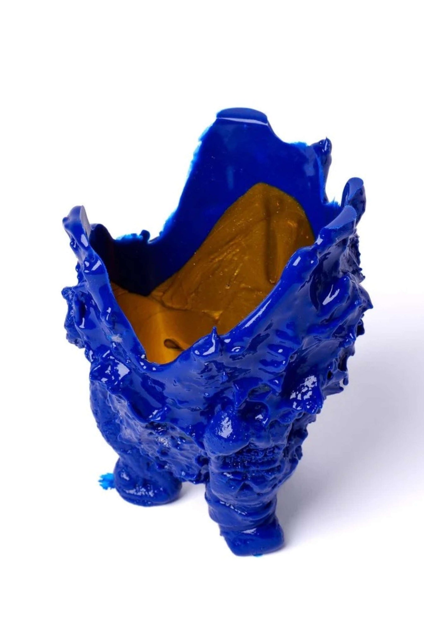 Lava Special Vase (XS), Gold and Matte Blue