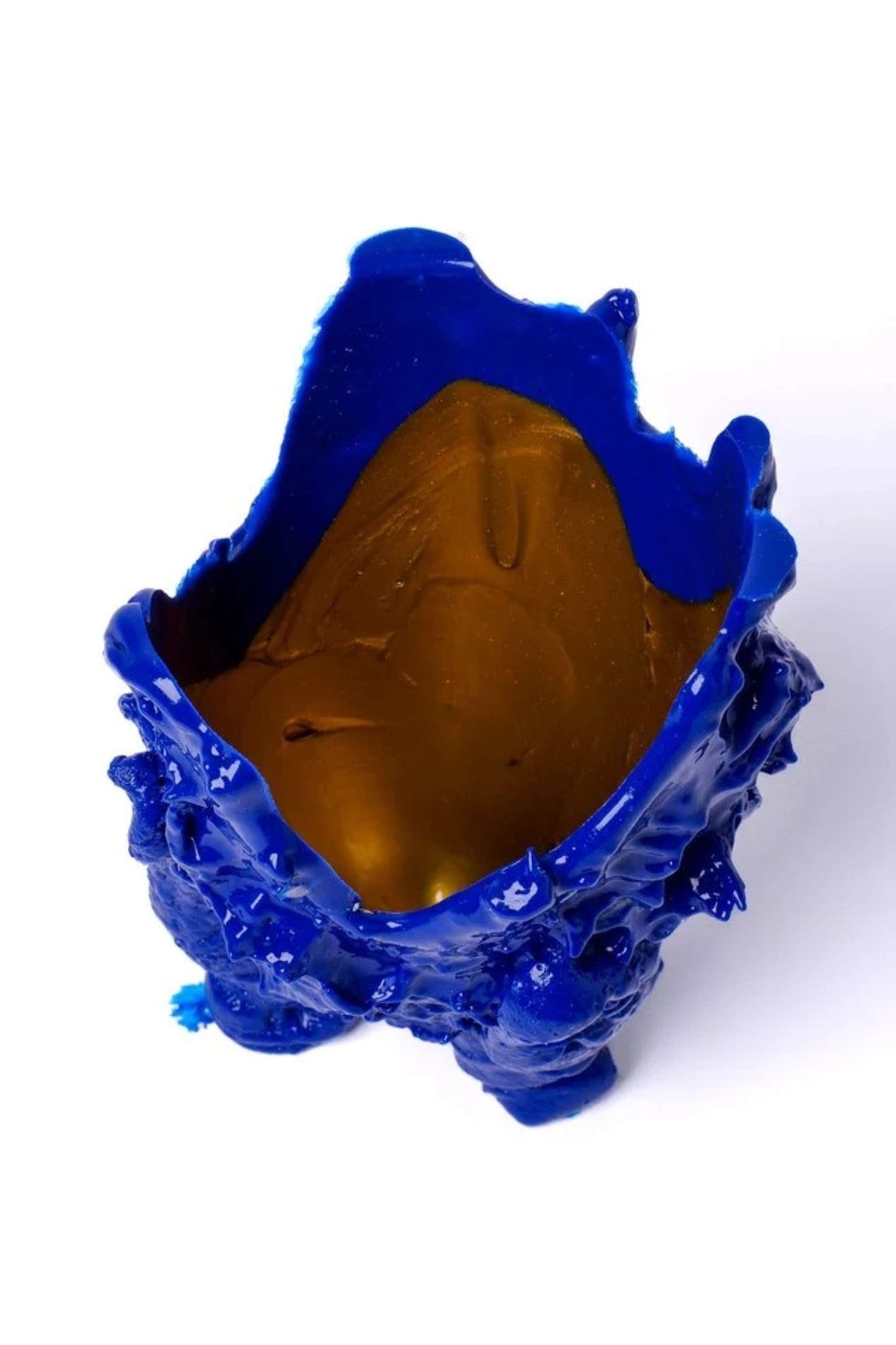 Lava Special Vase (XS), Gold and Matte Blue