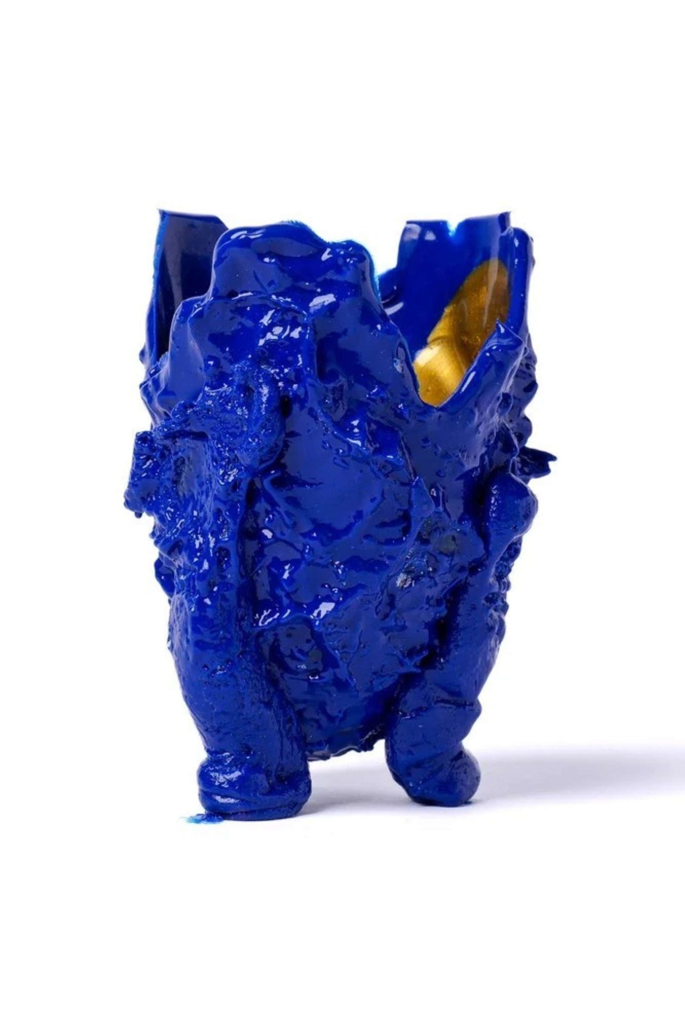 Lava Special Vase (XS), Gold and Matte Blue