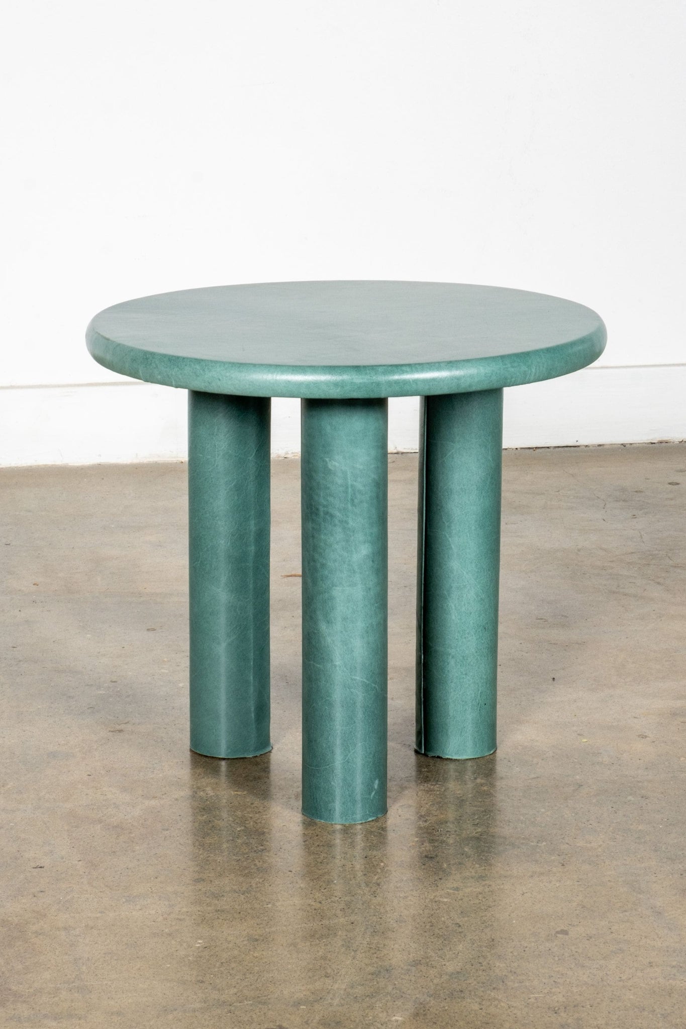 Leather Side Table, Teal Small | Bonne Choice