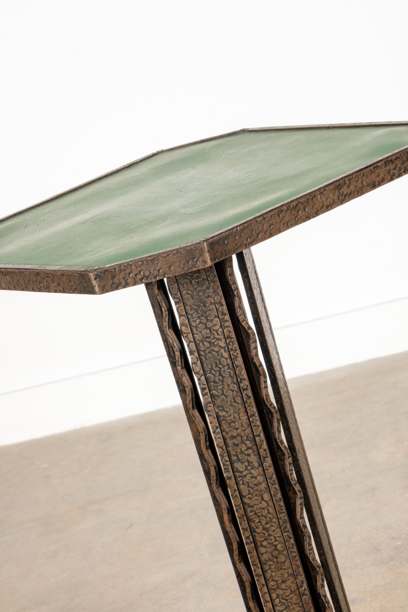 Vintage Leather Top Art Nouveau Side Table | Bonne Choice