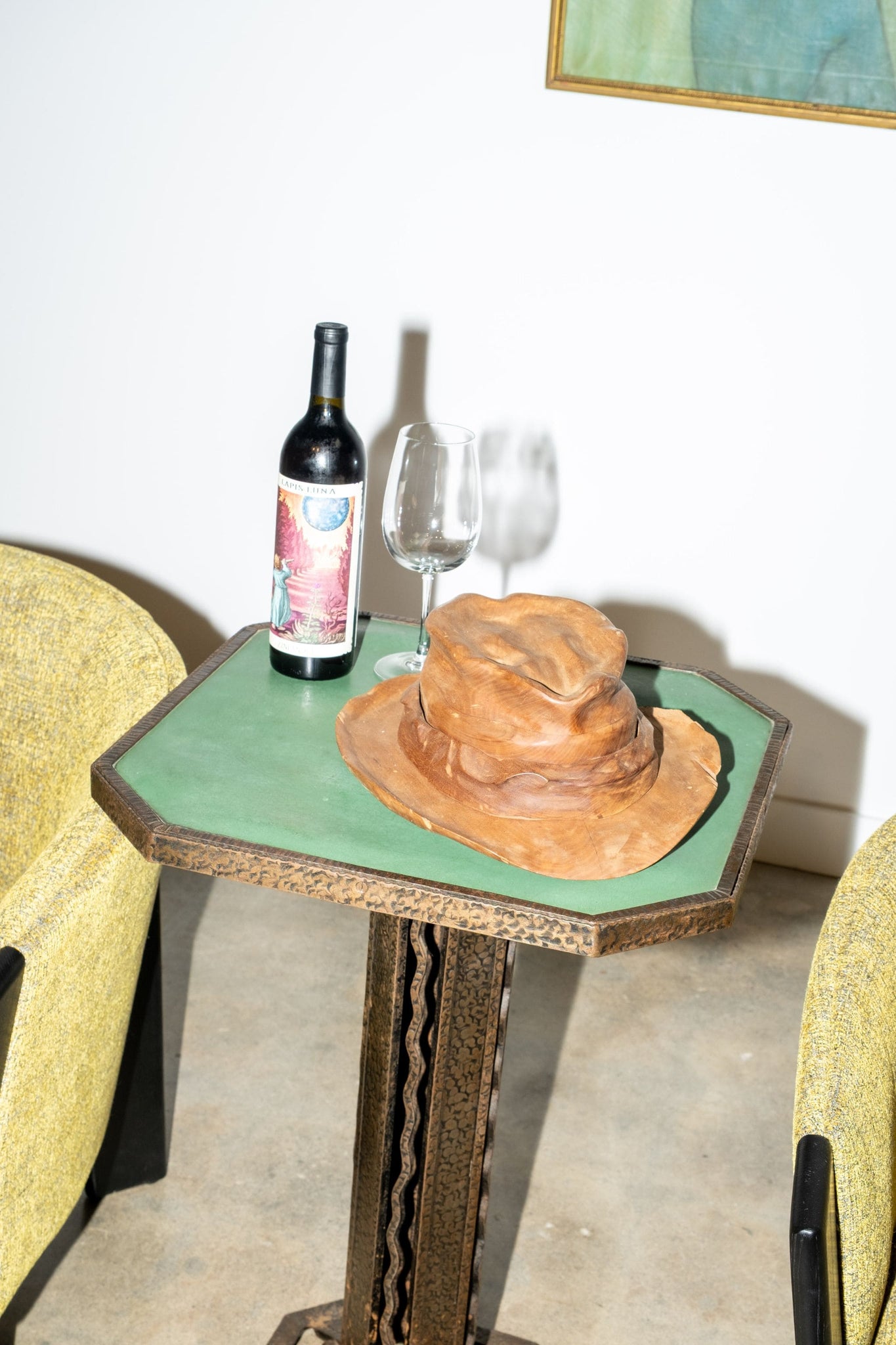 Vintage Leather Top Art Nouveau Side Table | Bonne Choice