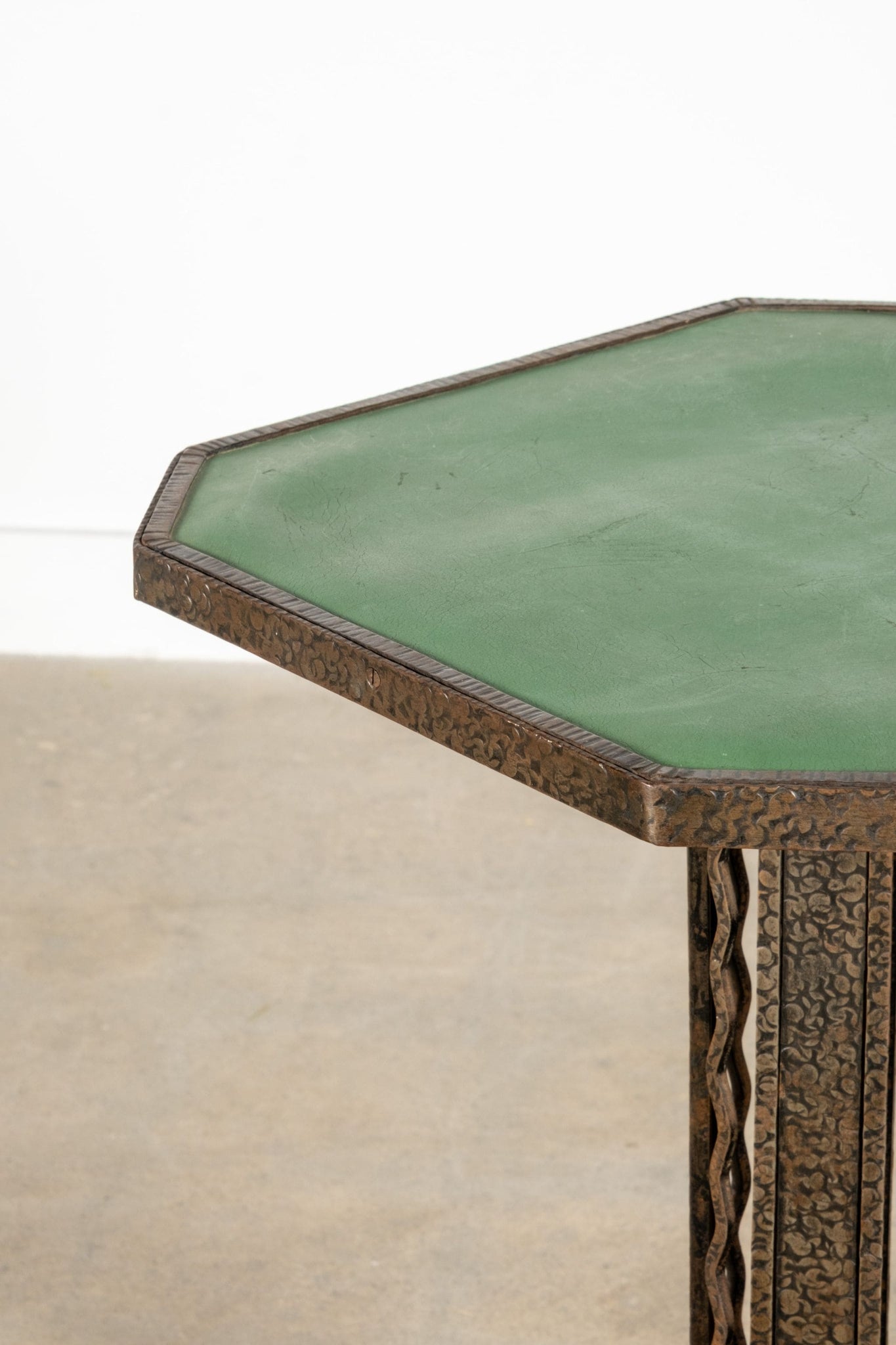 Vintage Leather Top Art Nouveau Side Table | Bonne Choice