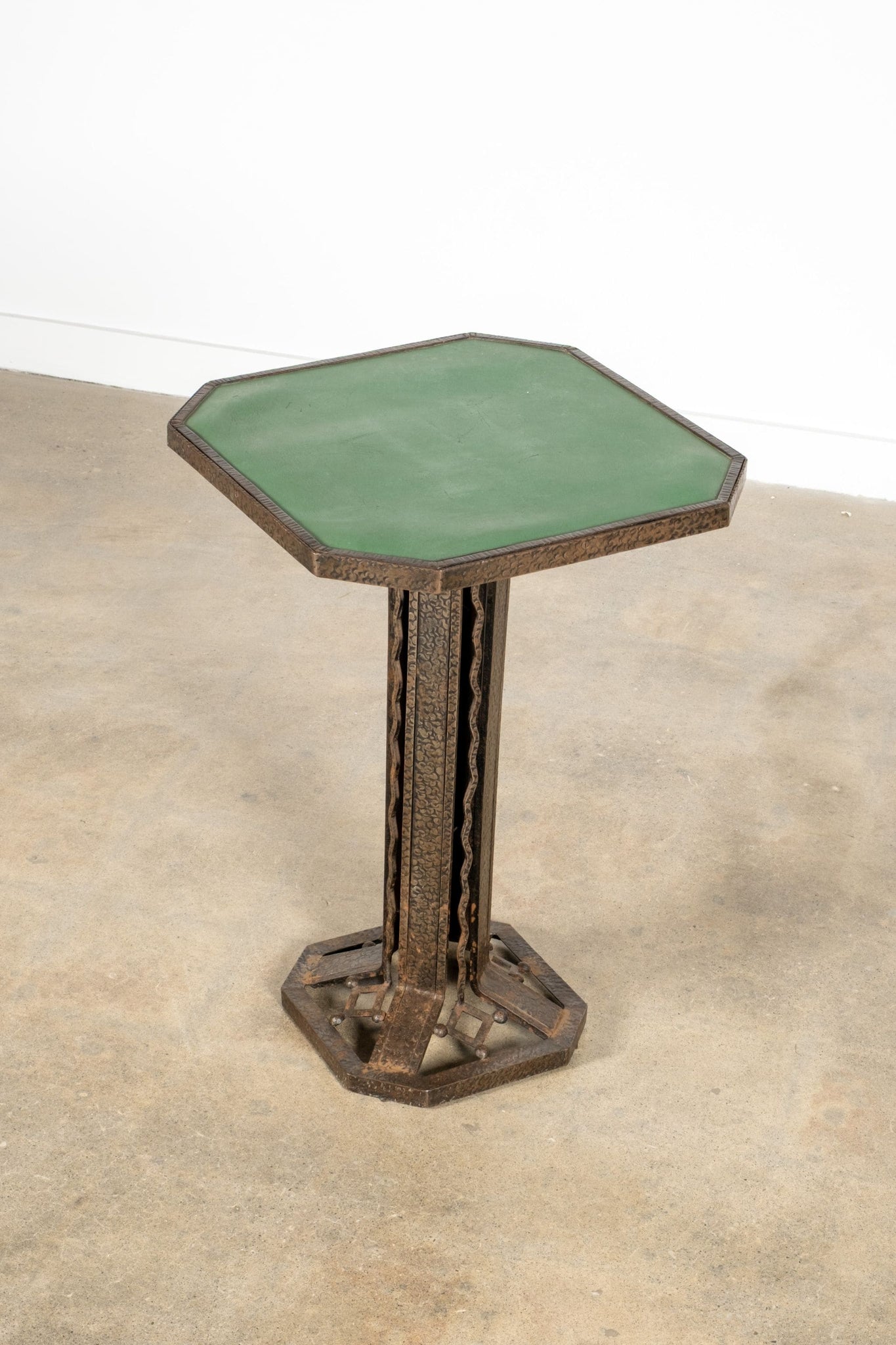 Vintage Leather Top Art Nouveau Side Table | Bonne Choice