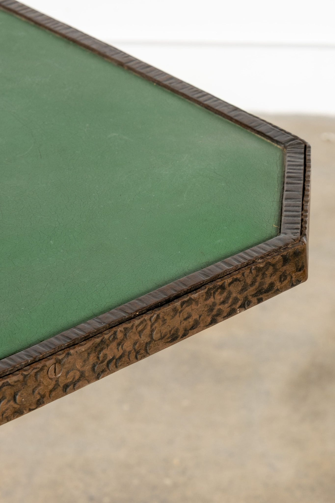 Vintage Leather Top Art Nouveau Side Table | Bonne Choice