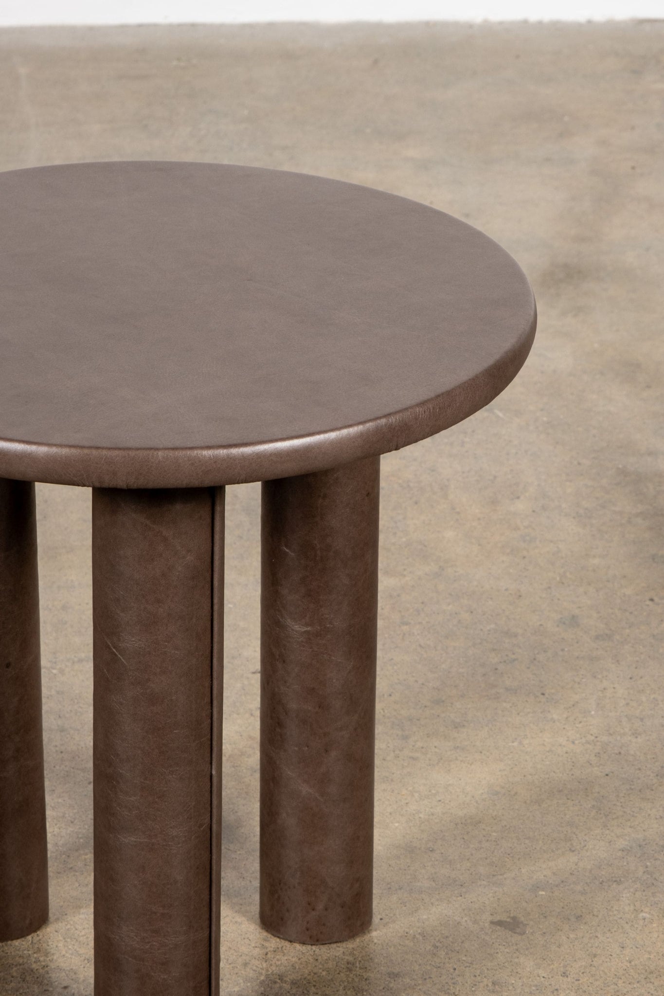 Leather-Wrapped Table 1, Grey Tall | Bonne Choice