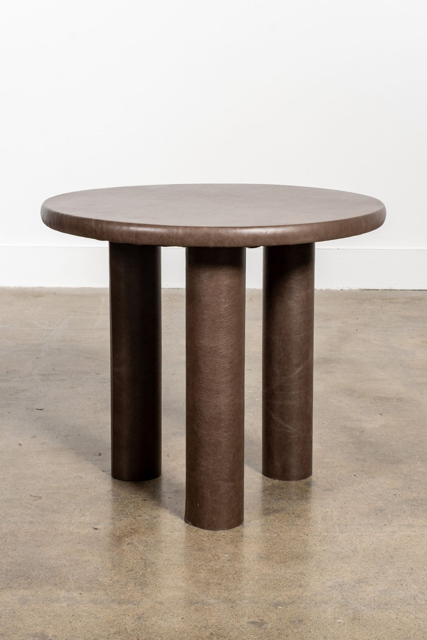 Leather-Wrapped Table 2, Grey Med | Bonne Choice