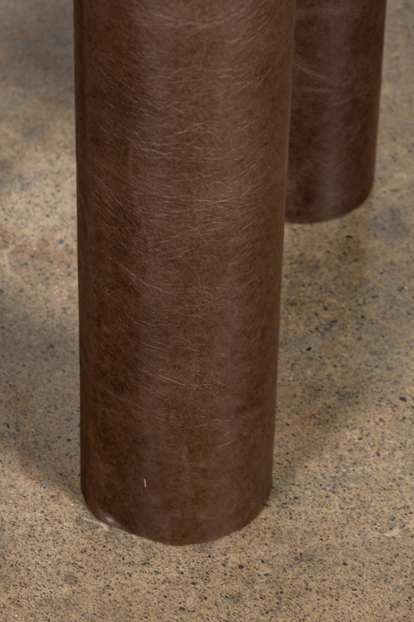 Leather-Wrapped Table 2, Grey Med | Bonne Choice