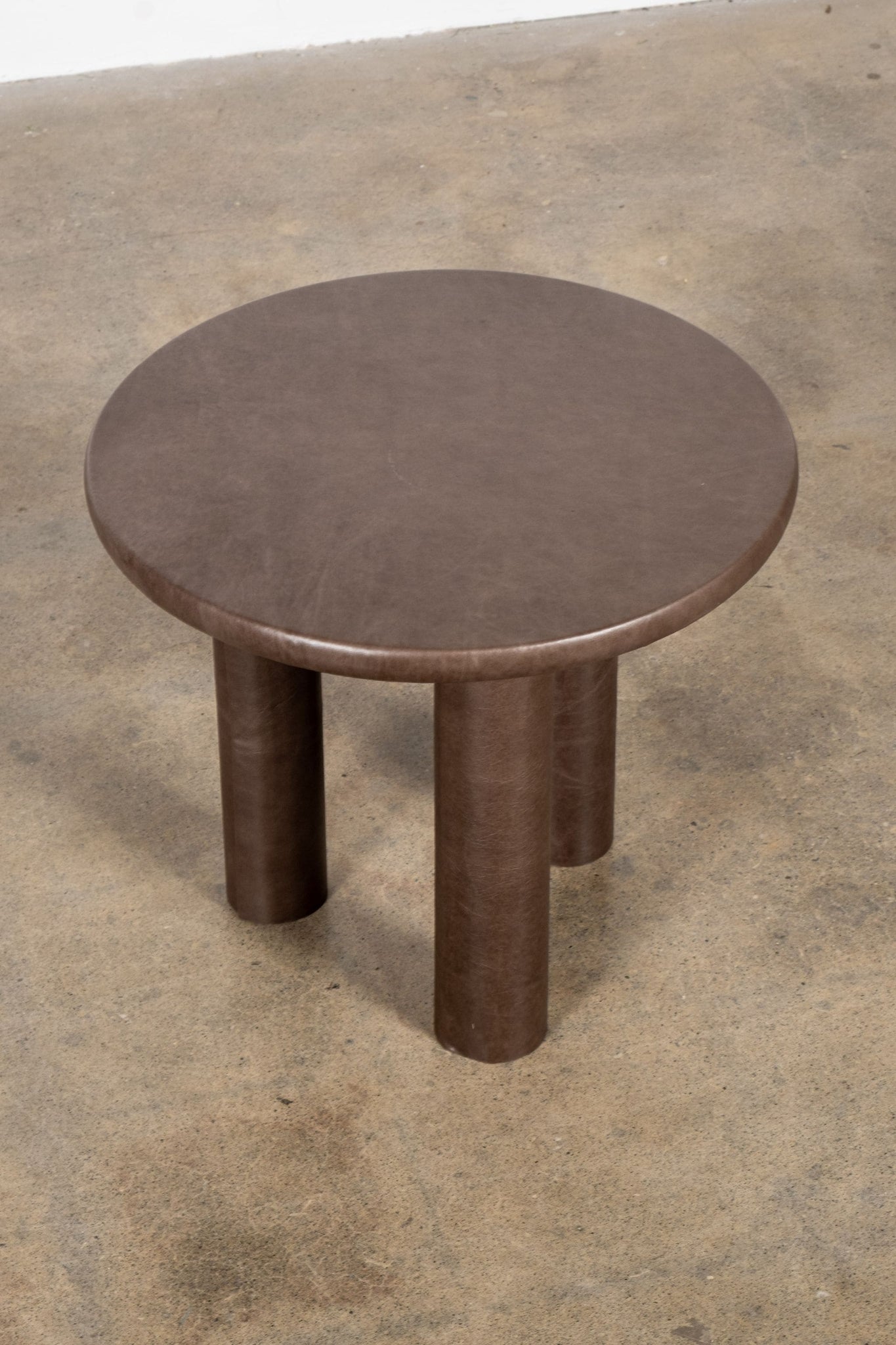 Leather-Wrapped Table 2, Grey Med | Bonne Choice