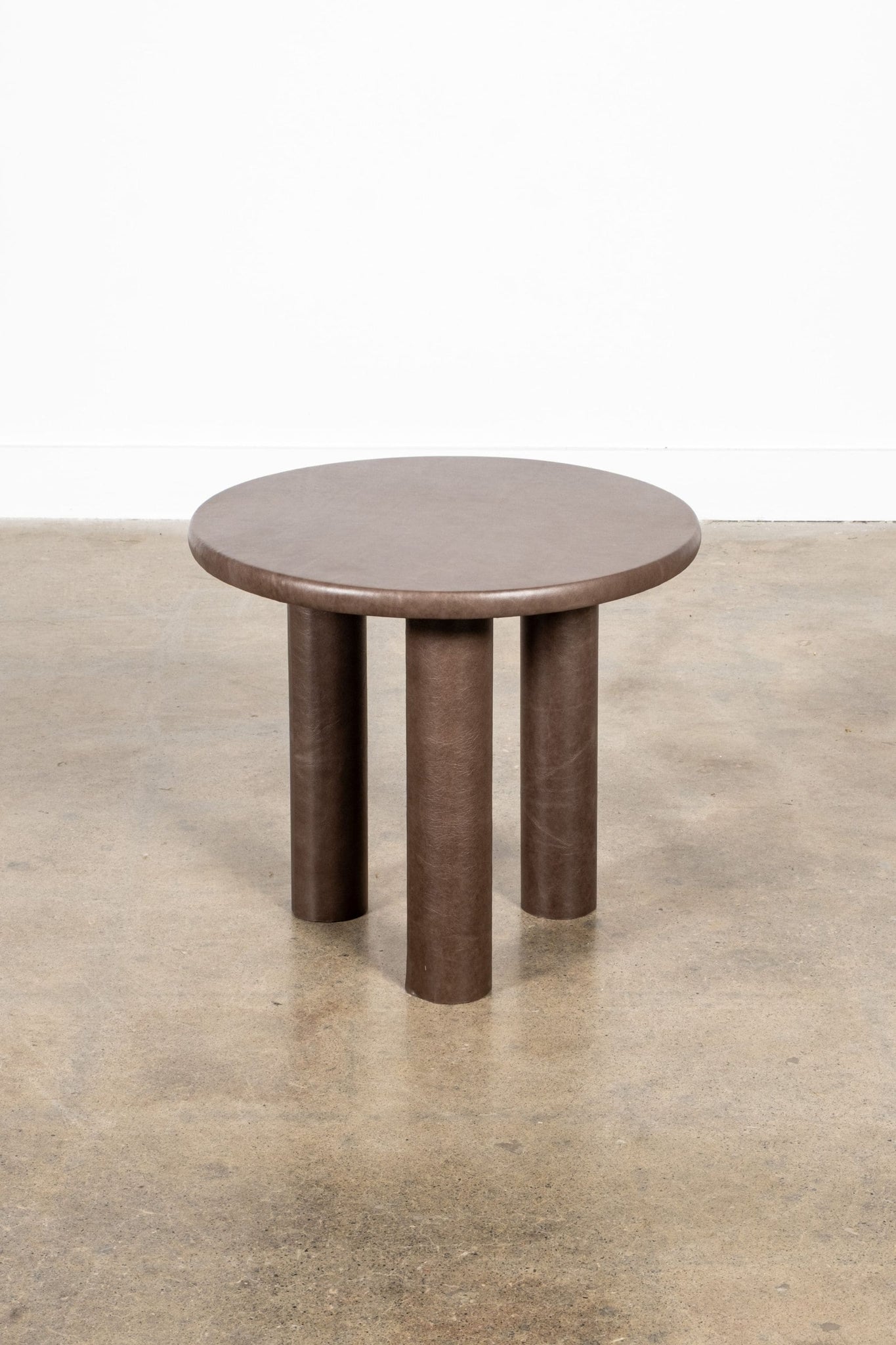 Leather-Wrapped Table 2, Grey Med | Bonne Choice