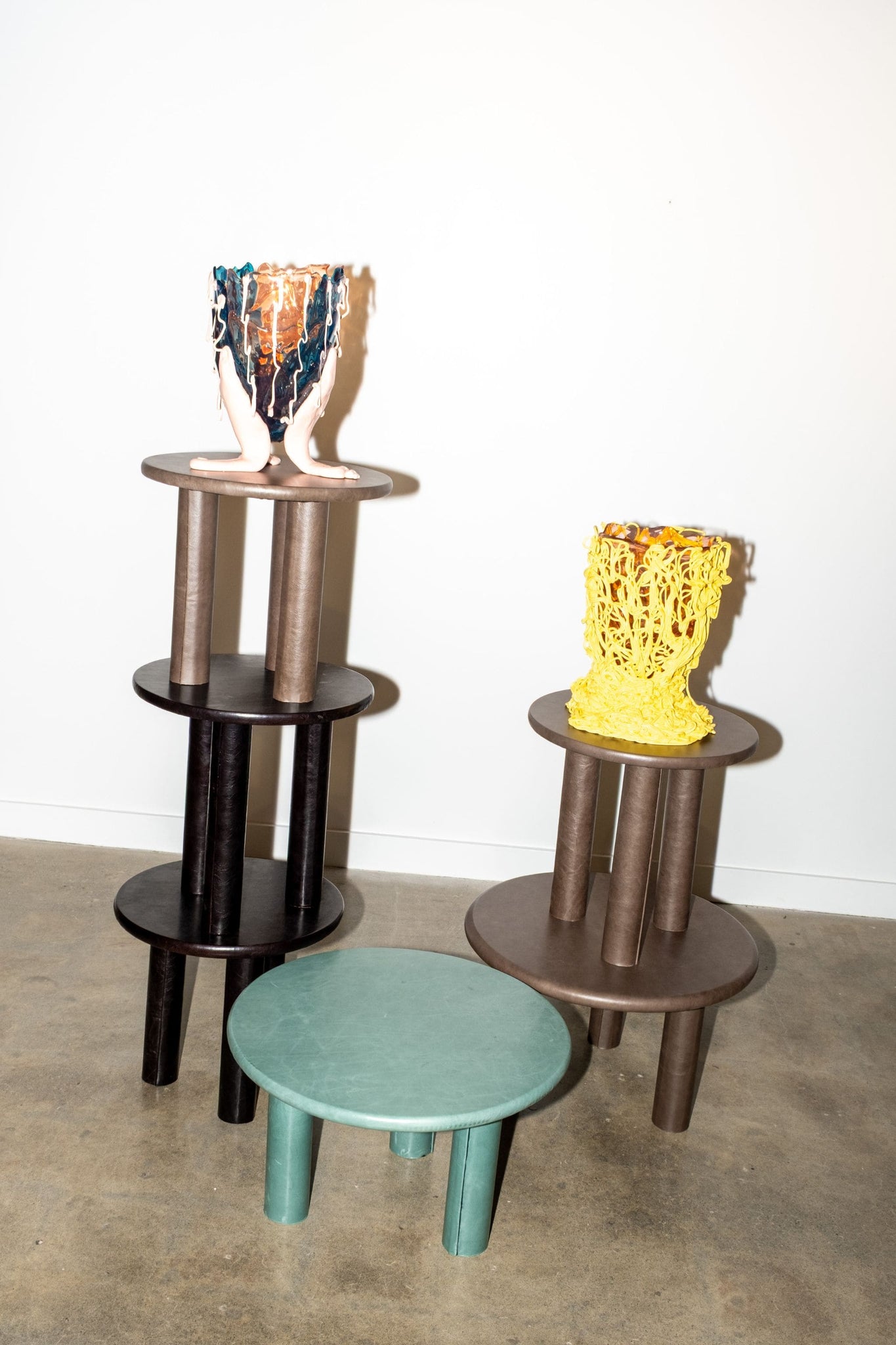 Leather-Wrapped Table 4, Black Tall | Bonne Choice