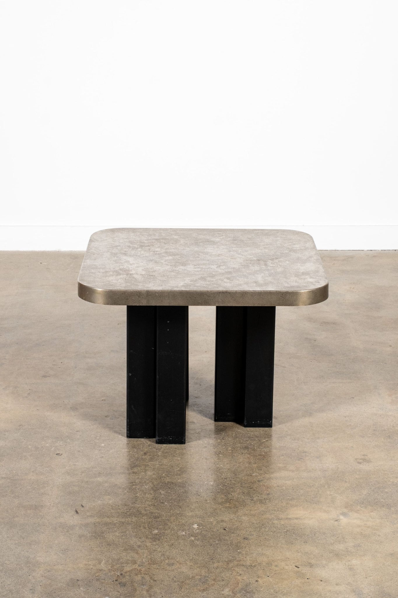 Vintage Low Coffee Table, Rounded Edge Metal Top | Bonne Choice