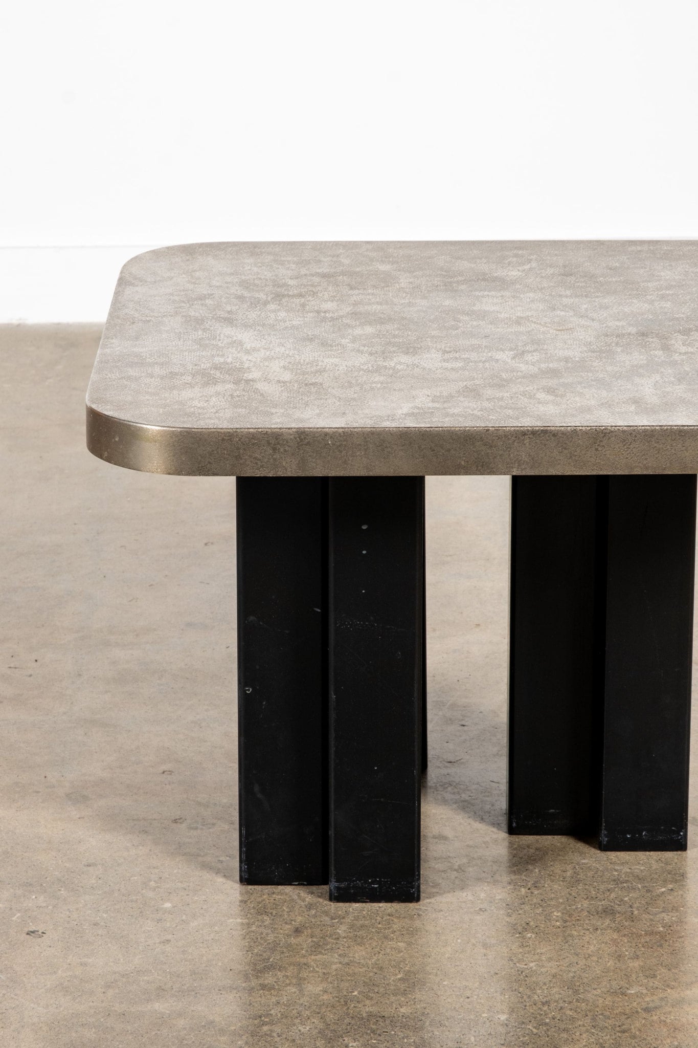 Vintage Low Coffee Table, Rounded Edge Metal Top | Bonne Choice