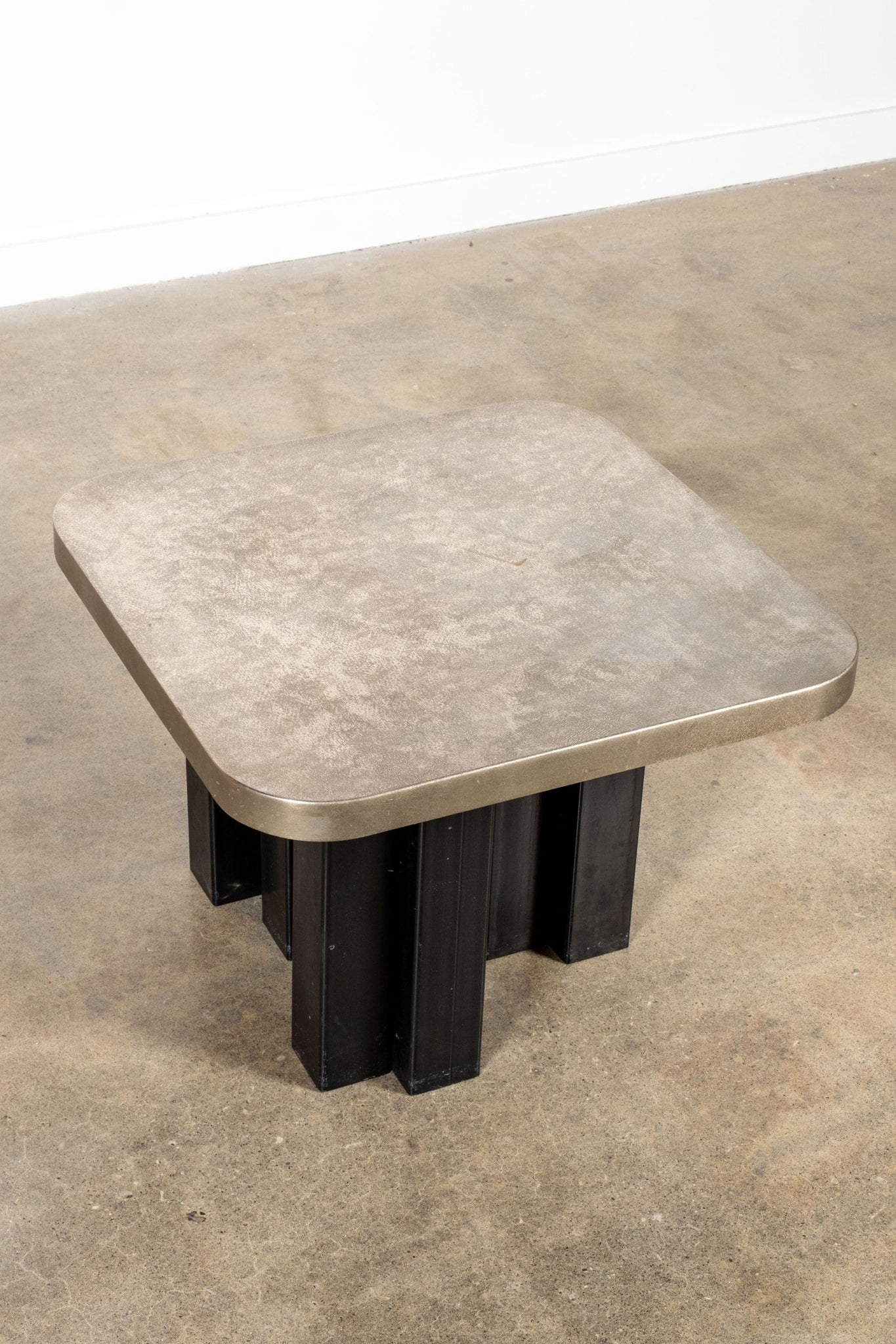 Vintage Low Coffee Table, Rounded Edge Metal Top | Bonne Choice