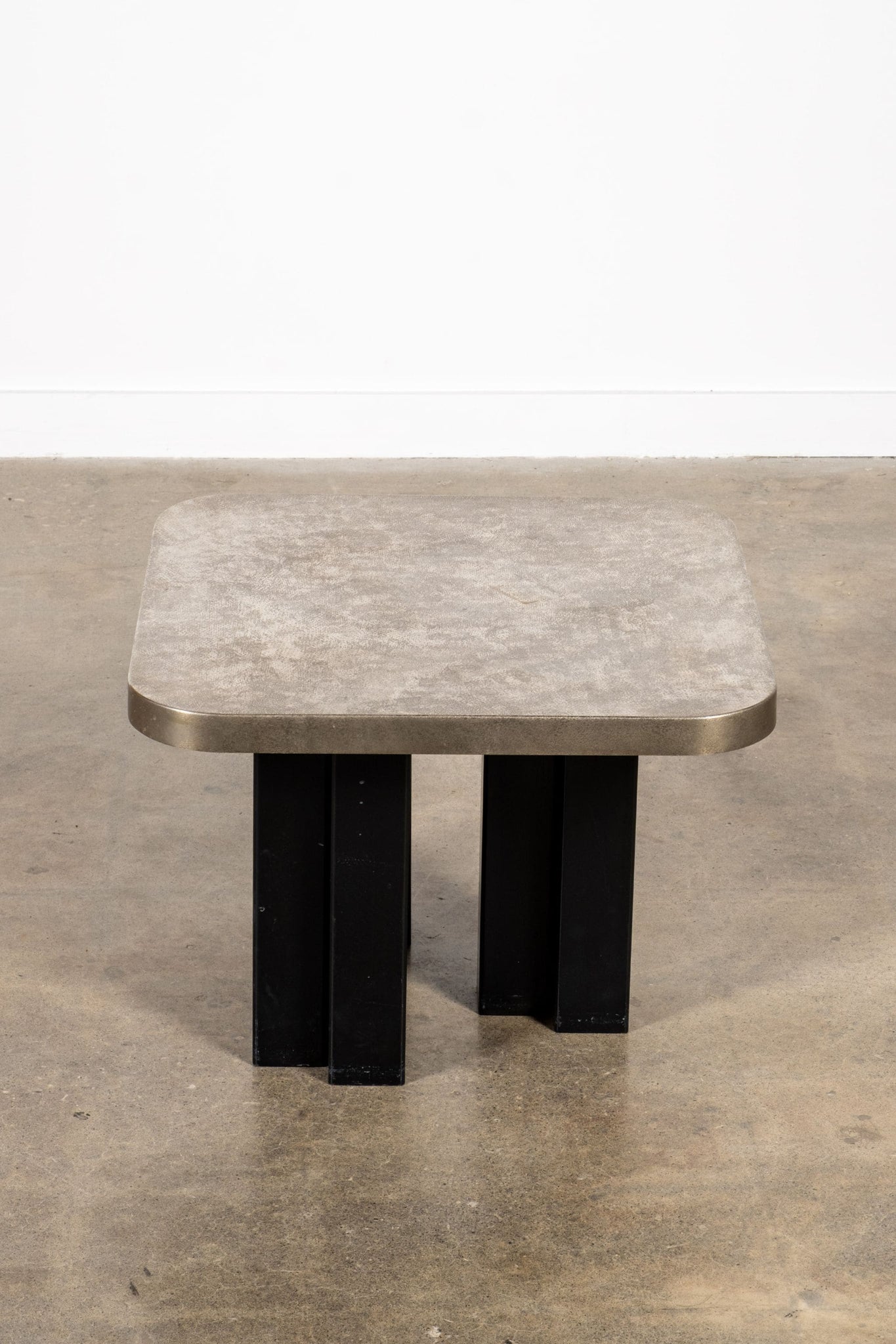 Vintage Low Coffee Table, Rounded Edge Metal Top | Bonne Choice