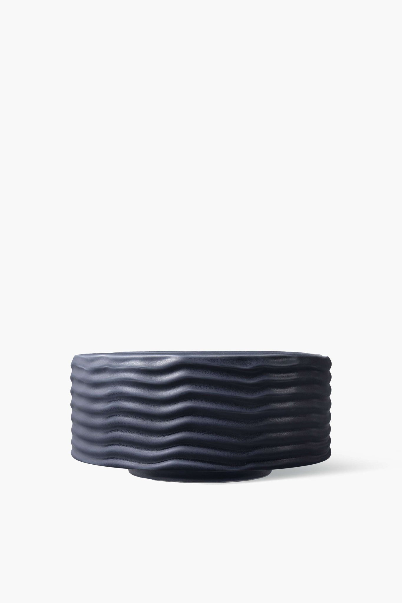 Low Round Vase, Matt Dark Blue